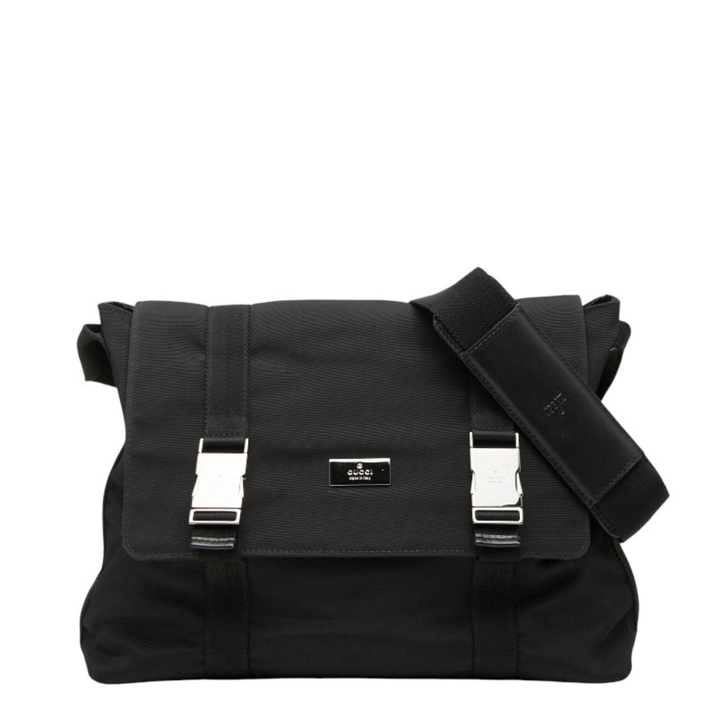 Gucci Black Nylon Leather Messenger Bag Shoulder Bag ( )