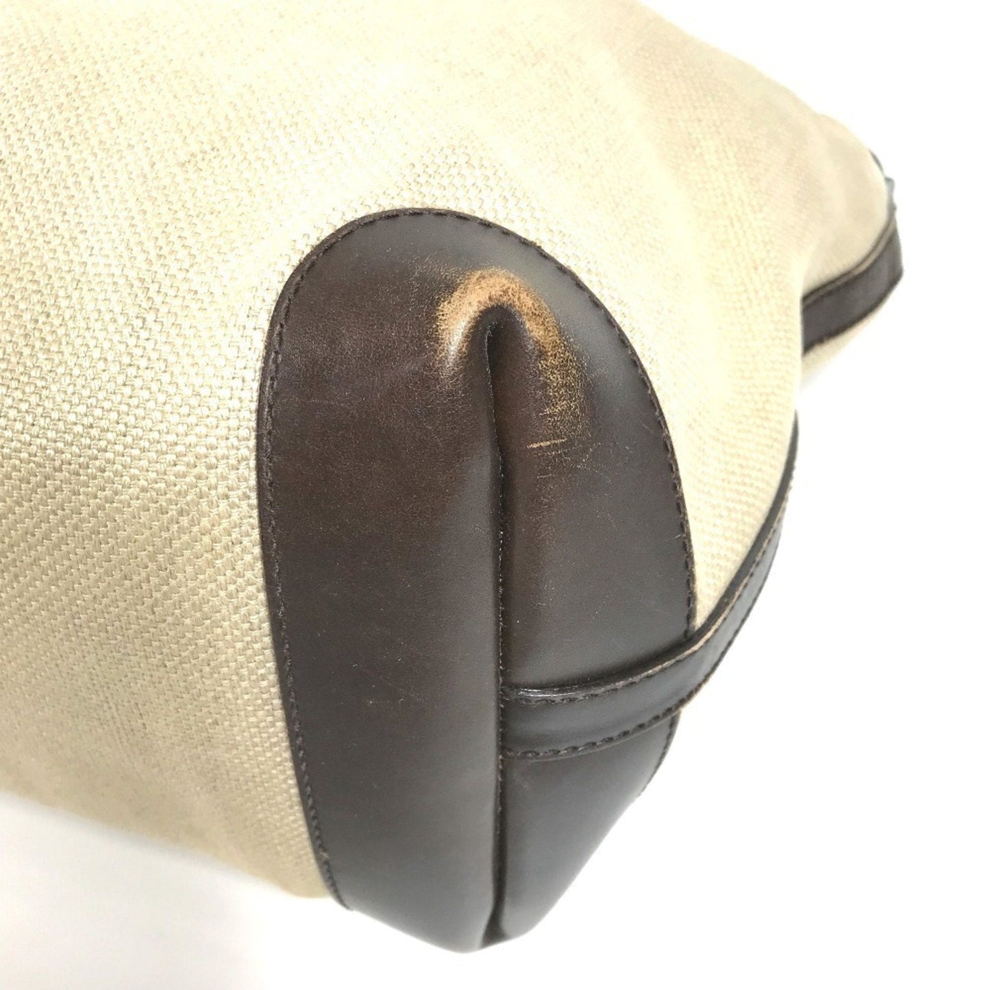 Gucci Beige Brown Leather Canvas Boston Bag Pouch Shoulder Bag Tote Bag ( )