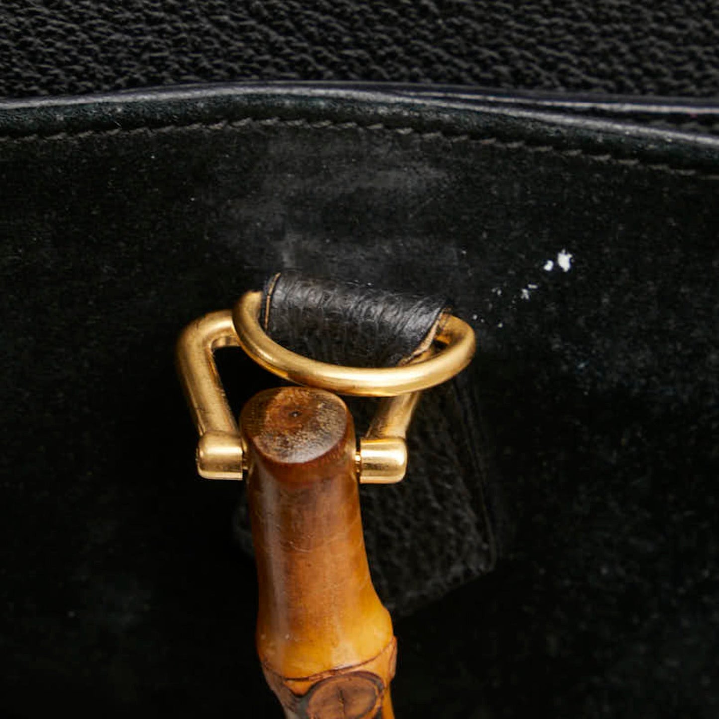 Gucci Bamboo Black Suede Leather Shoulder Bag Tote Bag ( )