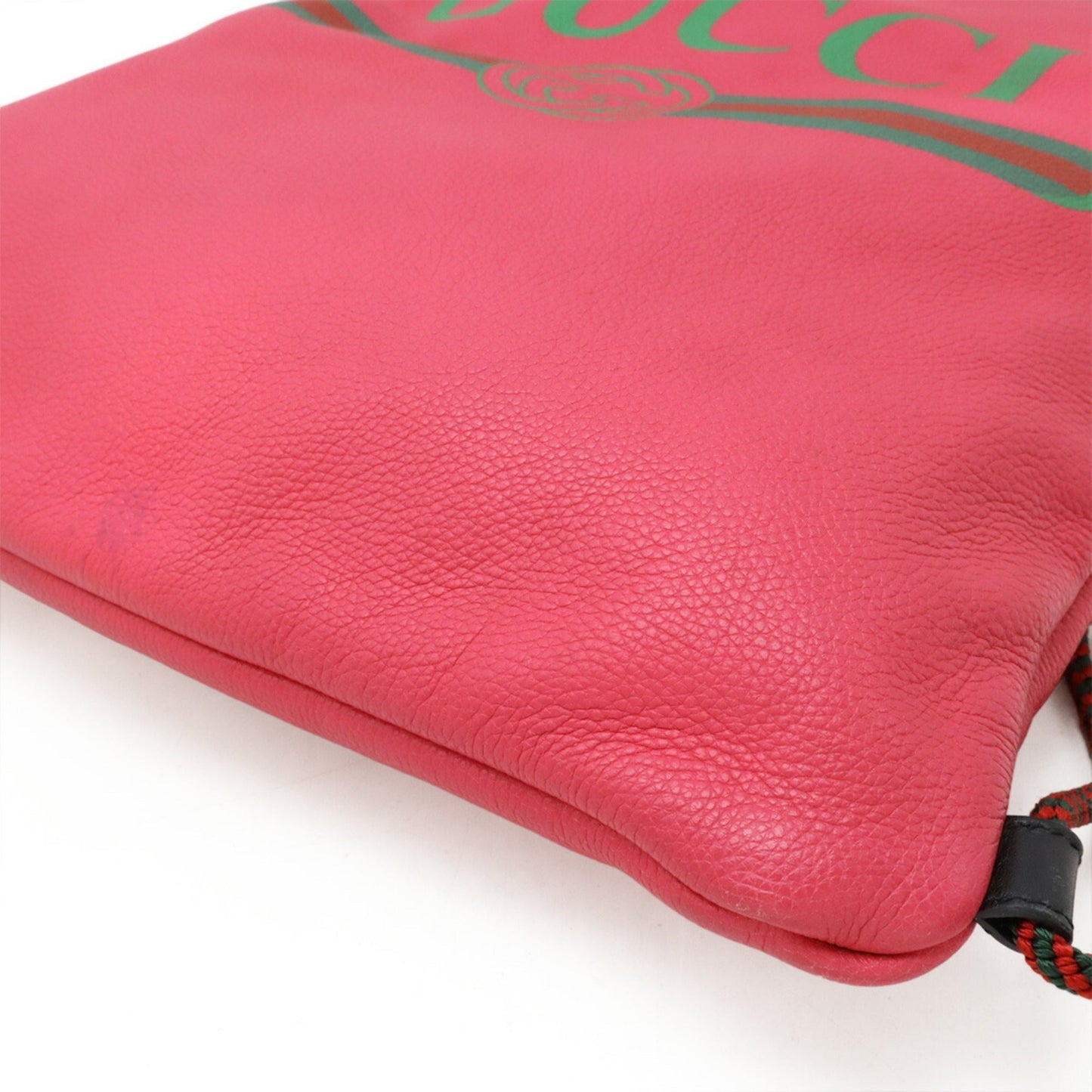 Gucci Green Pink Red Color Leather Backpack Tote Bag ( )