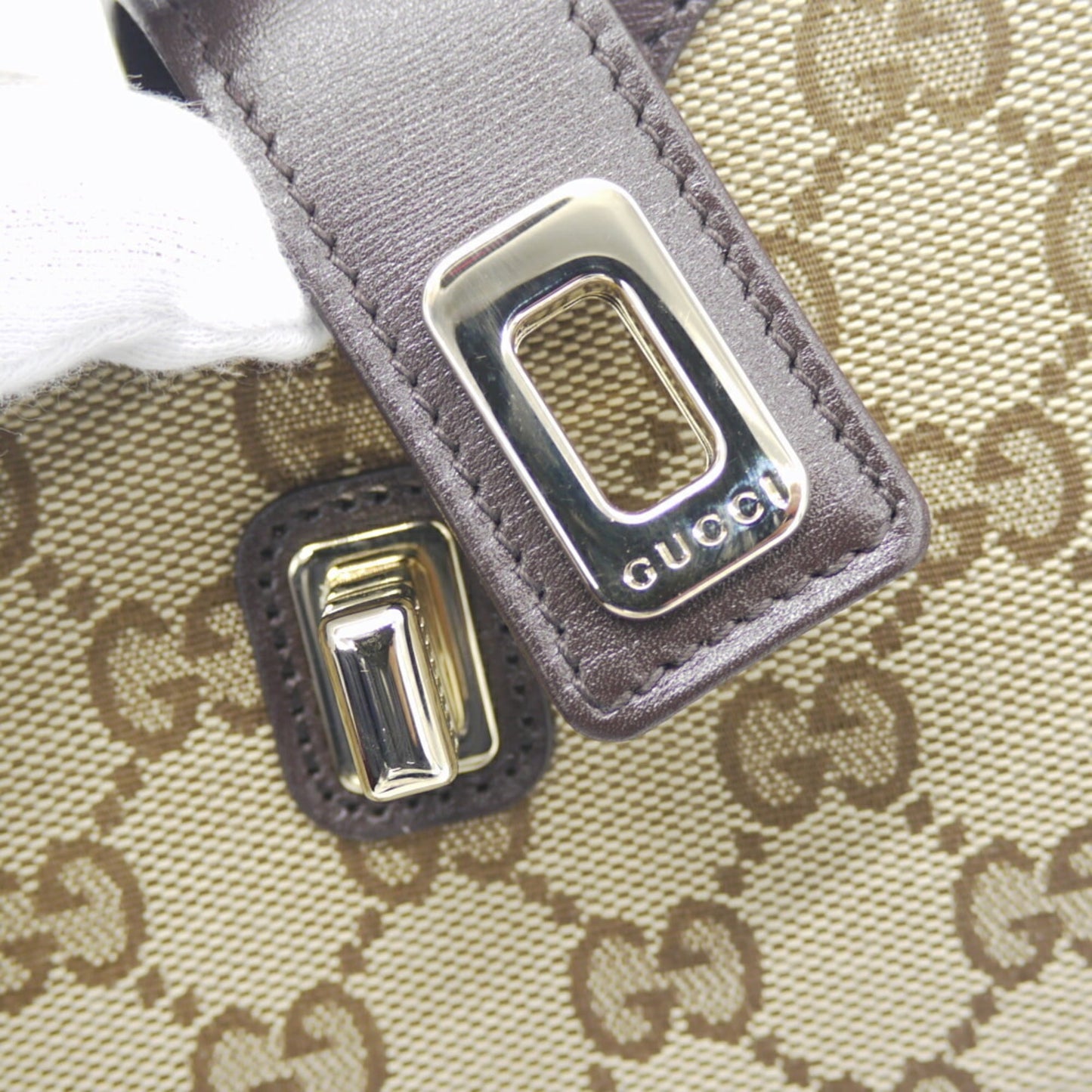 Gucci Beige Gg Canvas Leather Shoulder Bag ( )