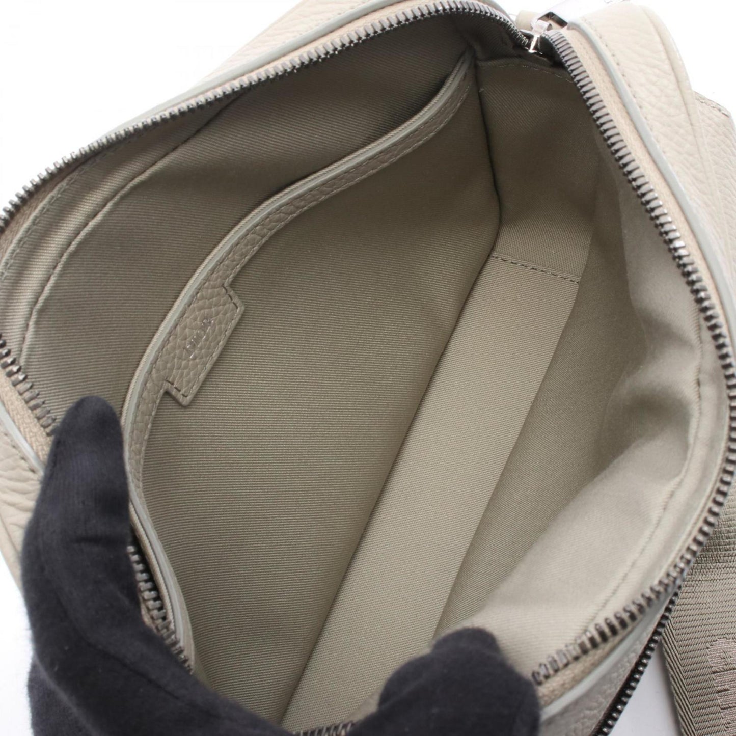 Christian Dior Beige Leather Messenger Bag Shoulder Bag ()