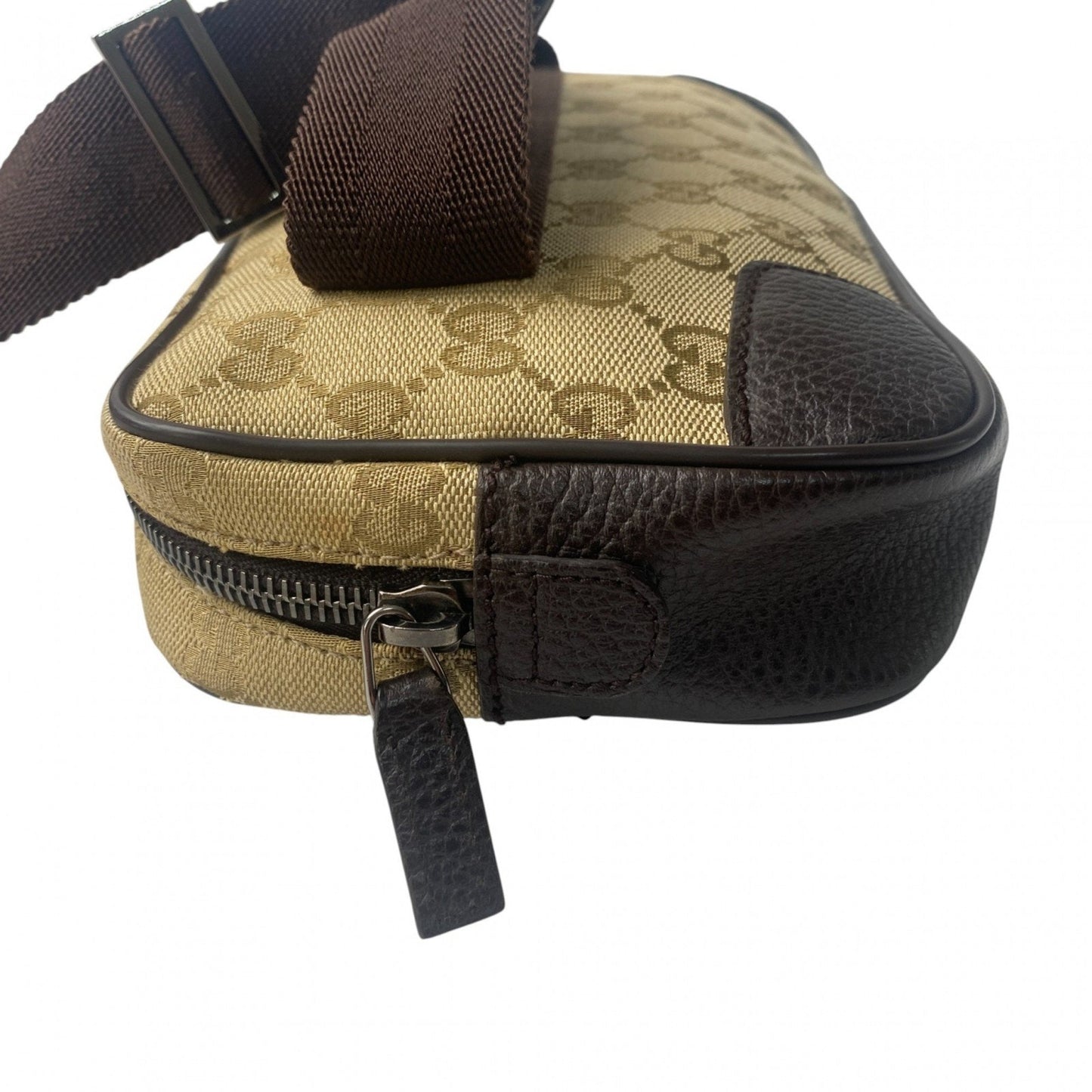 Gucci Brown Canvas Leather Pouch Sling Bag ( )