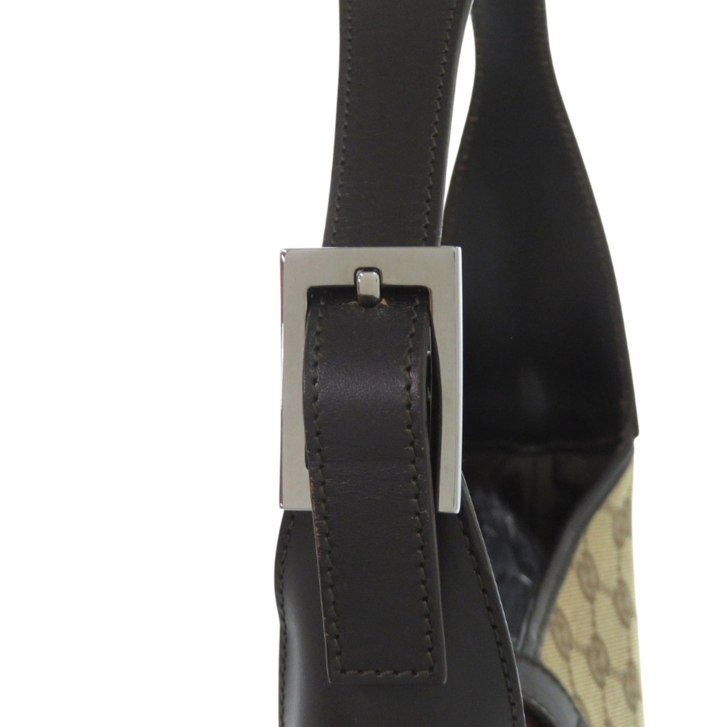 Gucci Beige Black Brown Gg Canvas Leather Shoulder Bag ( )