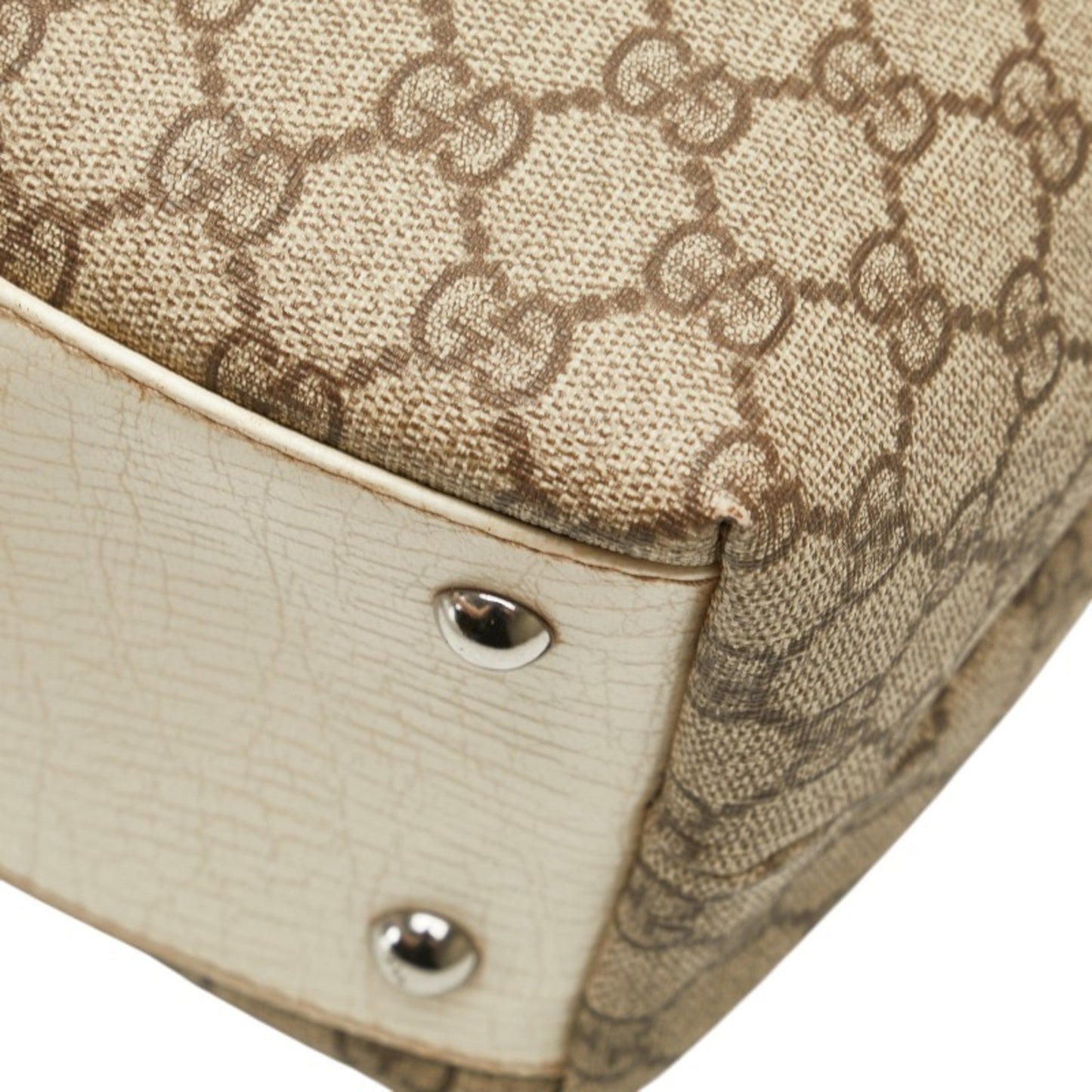 Gucci Beige Ivory Pvc Leather Handbag Tote Bag ( )