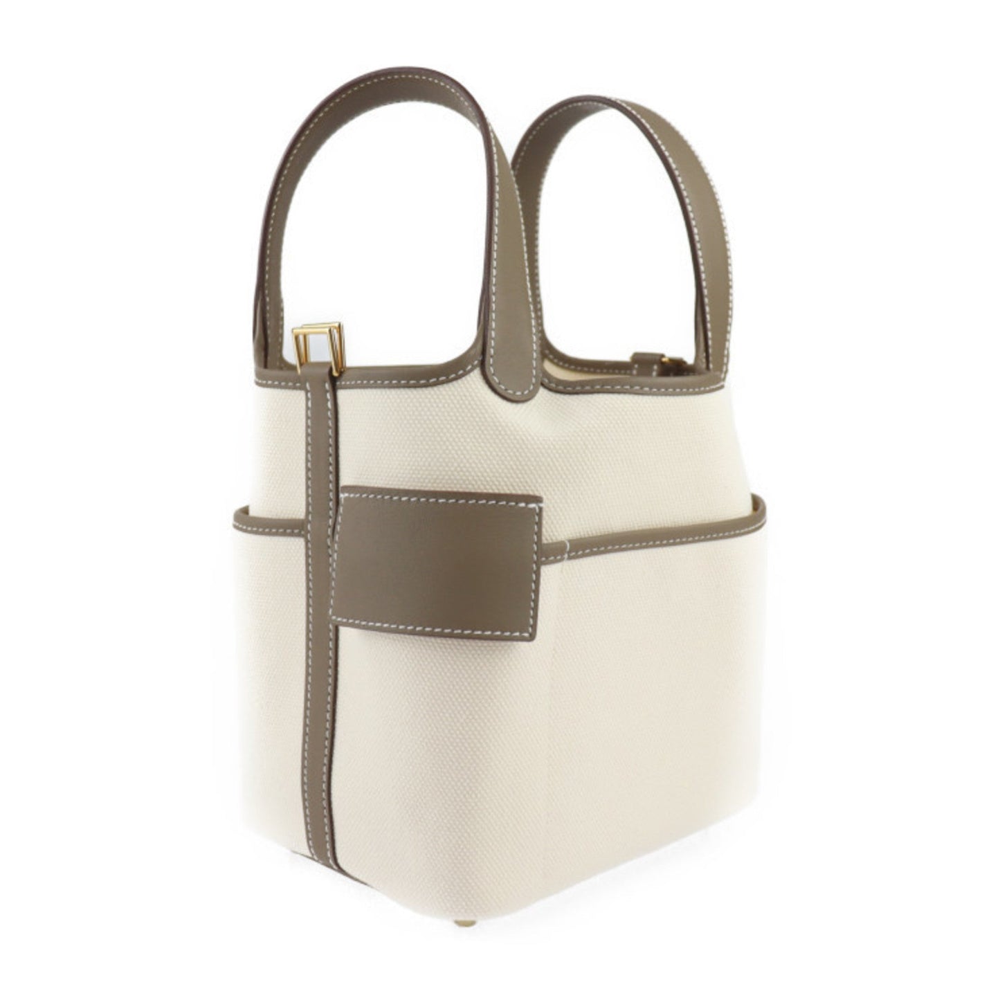 Hermes Picotin Ecru Etoupe Gray Epsom Leather Handbag Tote Bag ( )