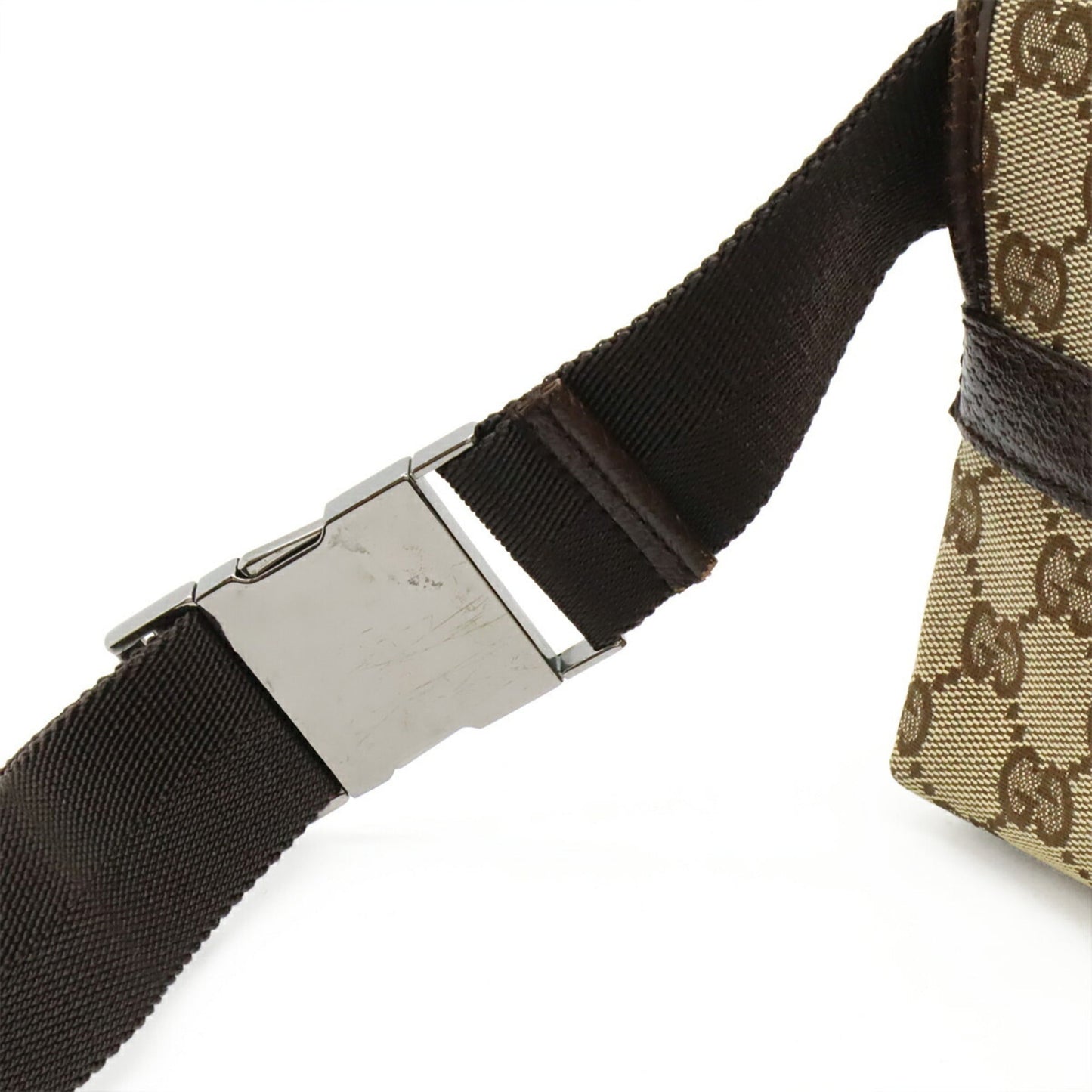 Gucci Beige Dark Brown Canvas Leather Pouch Sling Bag ( )