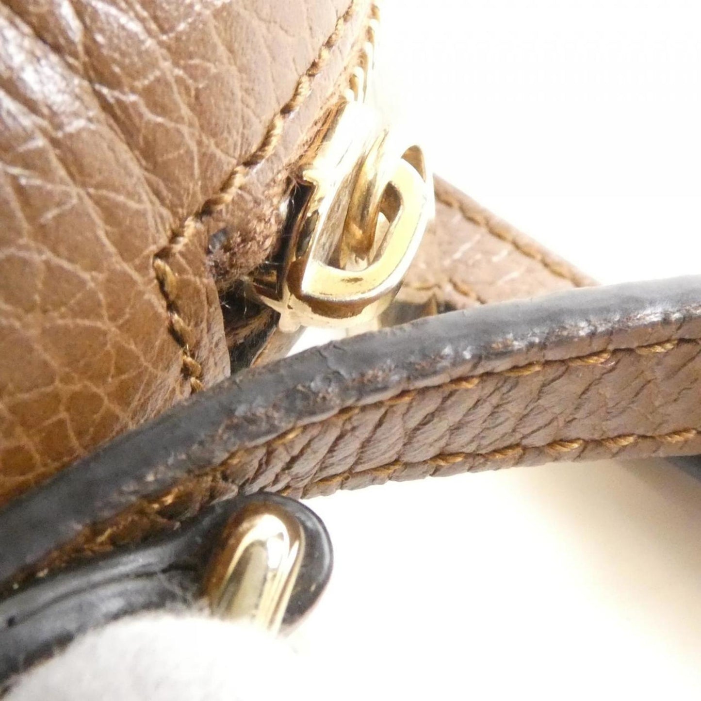 Gucci Beige Brown Gg Canvas Leather Shoulder Bag ( )