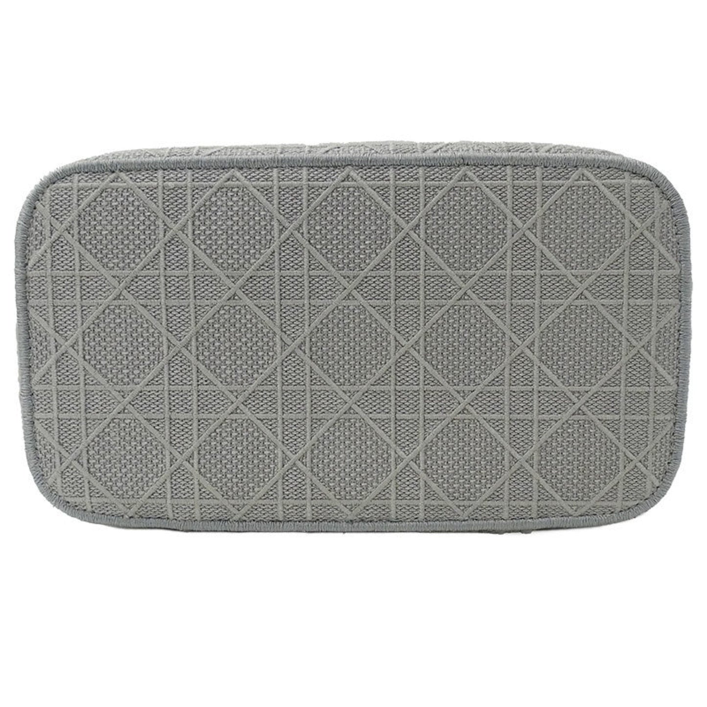 CHRISTIAN DIOR Bag Women's Canvas Vanity Handbag Gray Canage Embroidered Makeup Storage