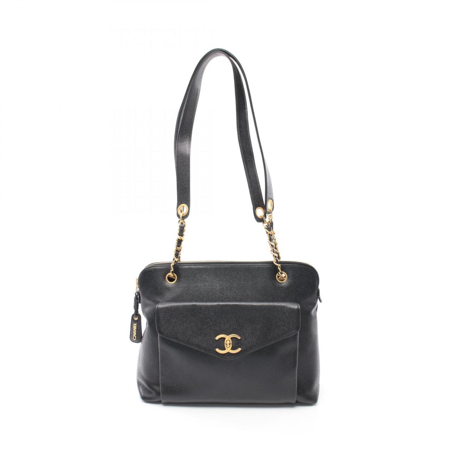 CHANEL Coco Mark Shoulder Bag, Caviar Skin, Women's, Black