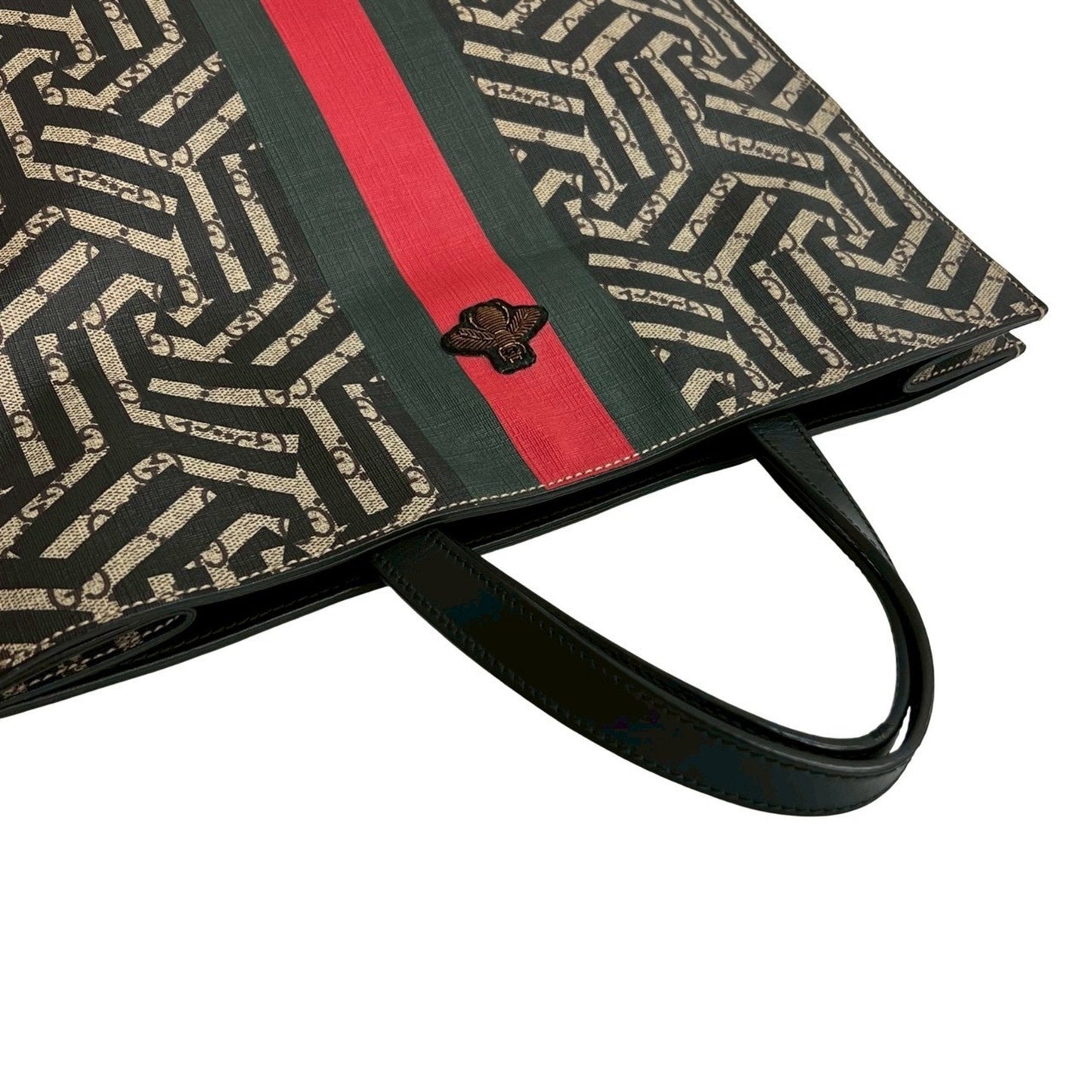 Gucci Black Brown Green Red Color Pvc Leather Handbag Shoulder Bag Tote Bag ( )