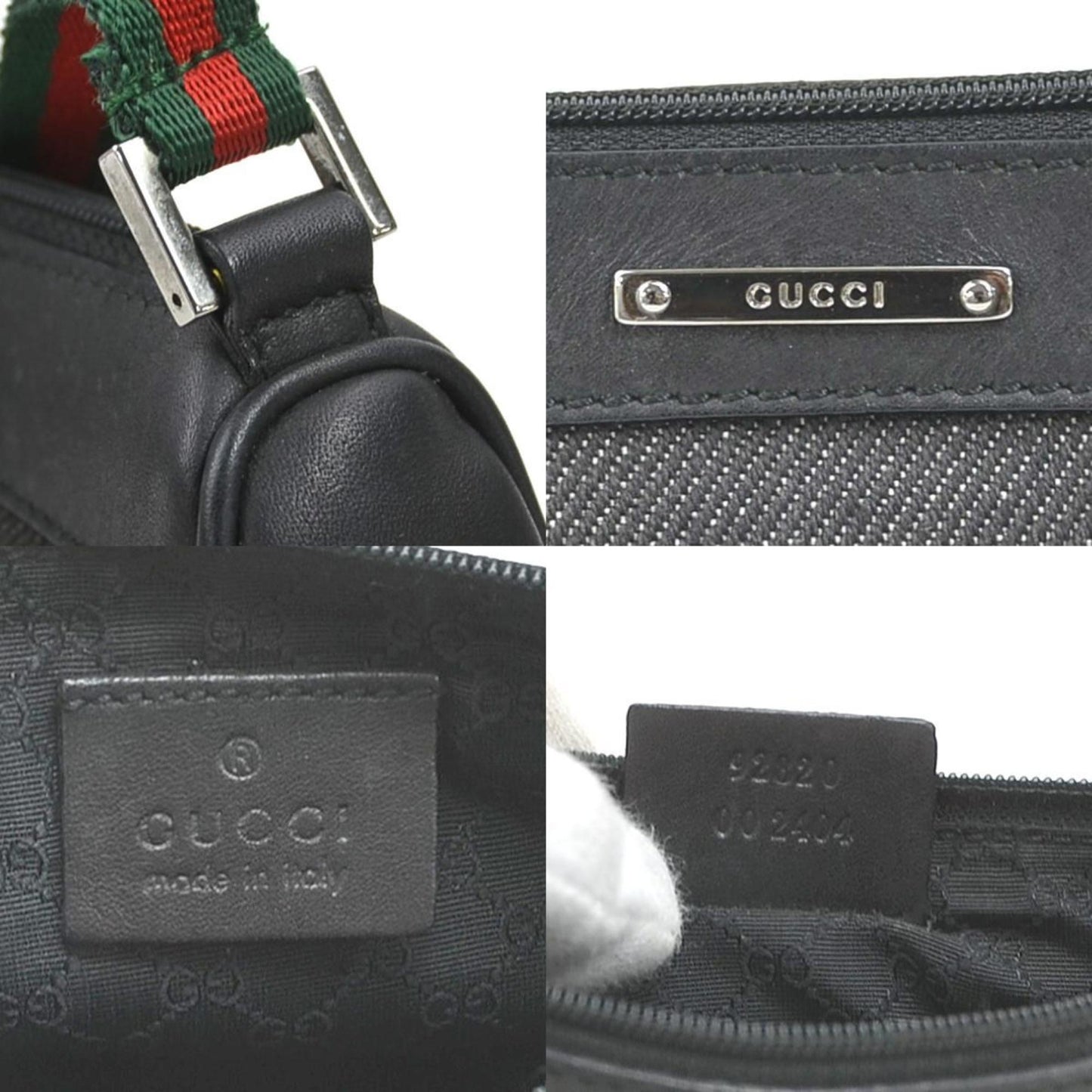 Gucci Black Leather Canvas Handbag ( )