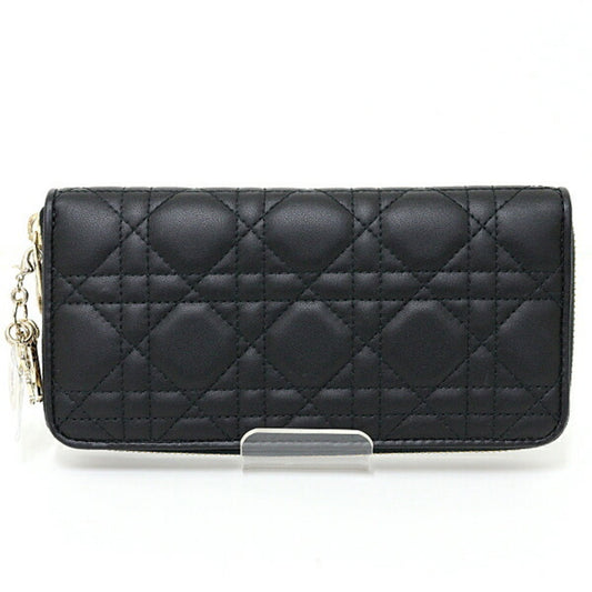 Christian Dior Black Leather Long Wallet (Bi-Fold) ()