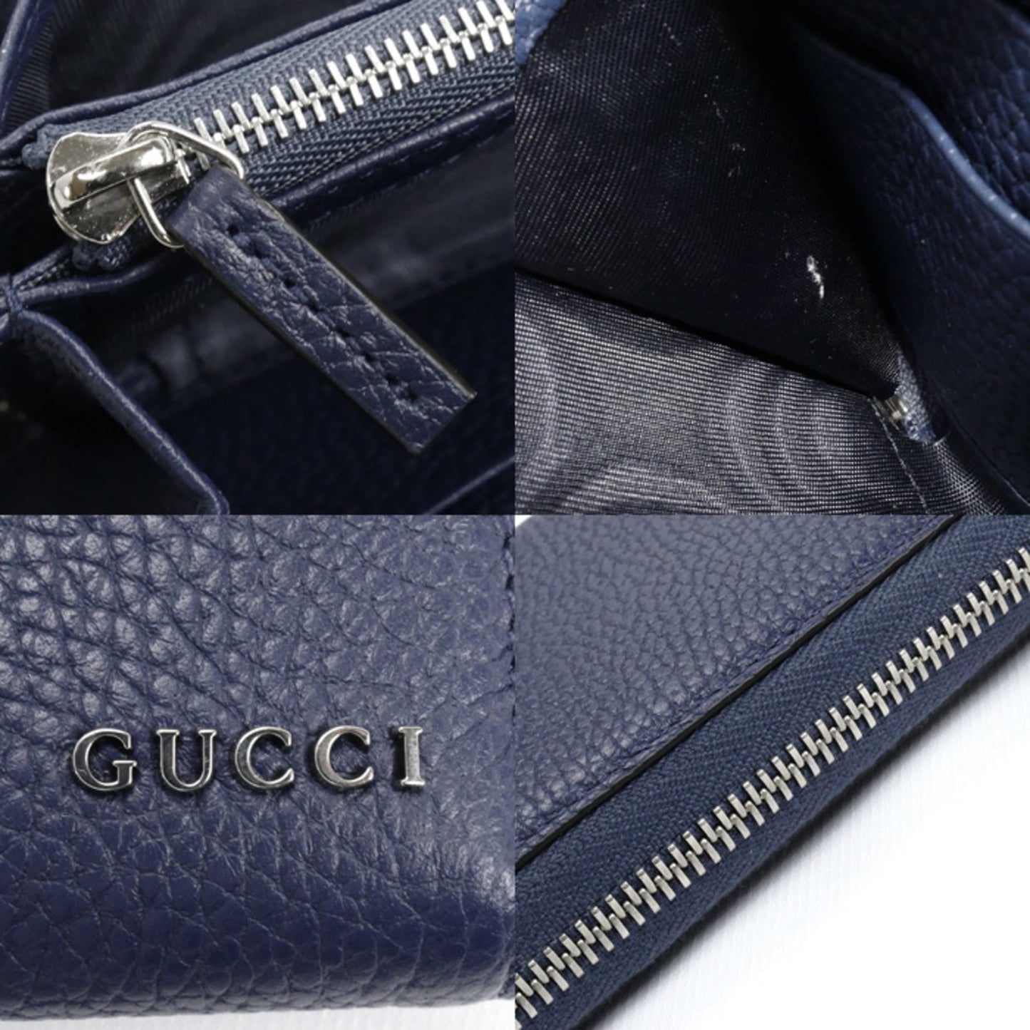 Gucci Navy Leather Long Wallet (Bi-Fold) ( )