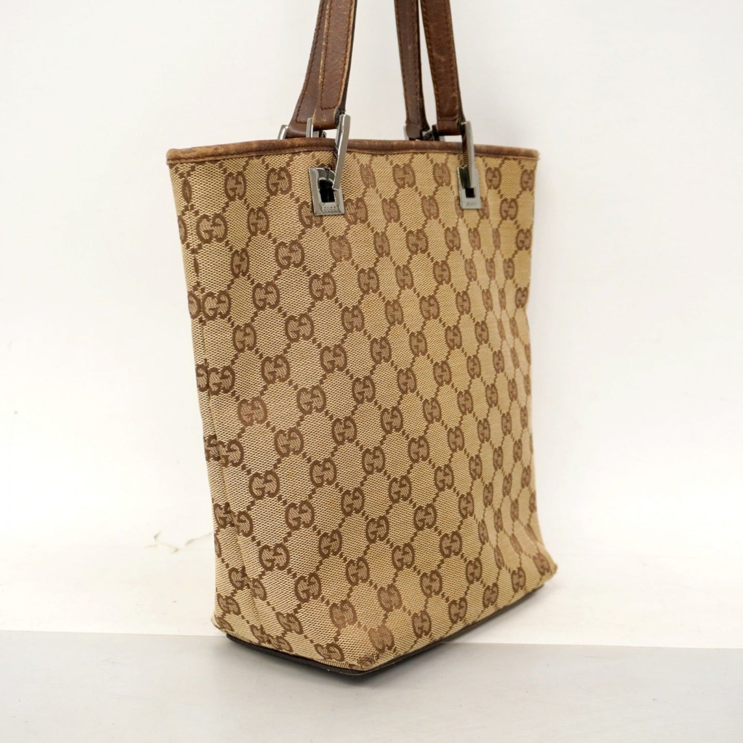 Gucci Beige Brown Canvas Tote Bag ( )
