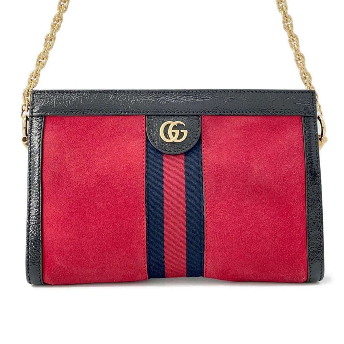 Gucci Black Red Color Suede Pvc Shoulder Bag