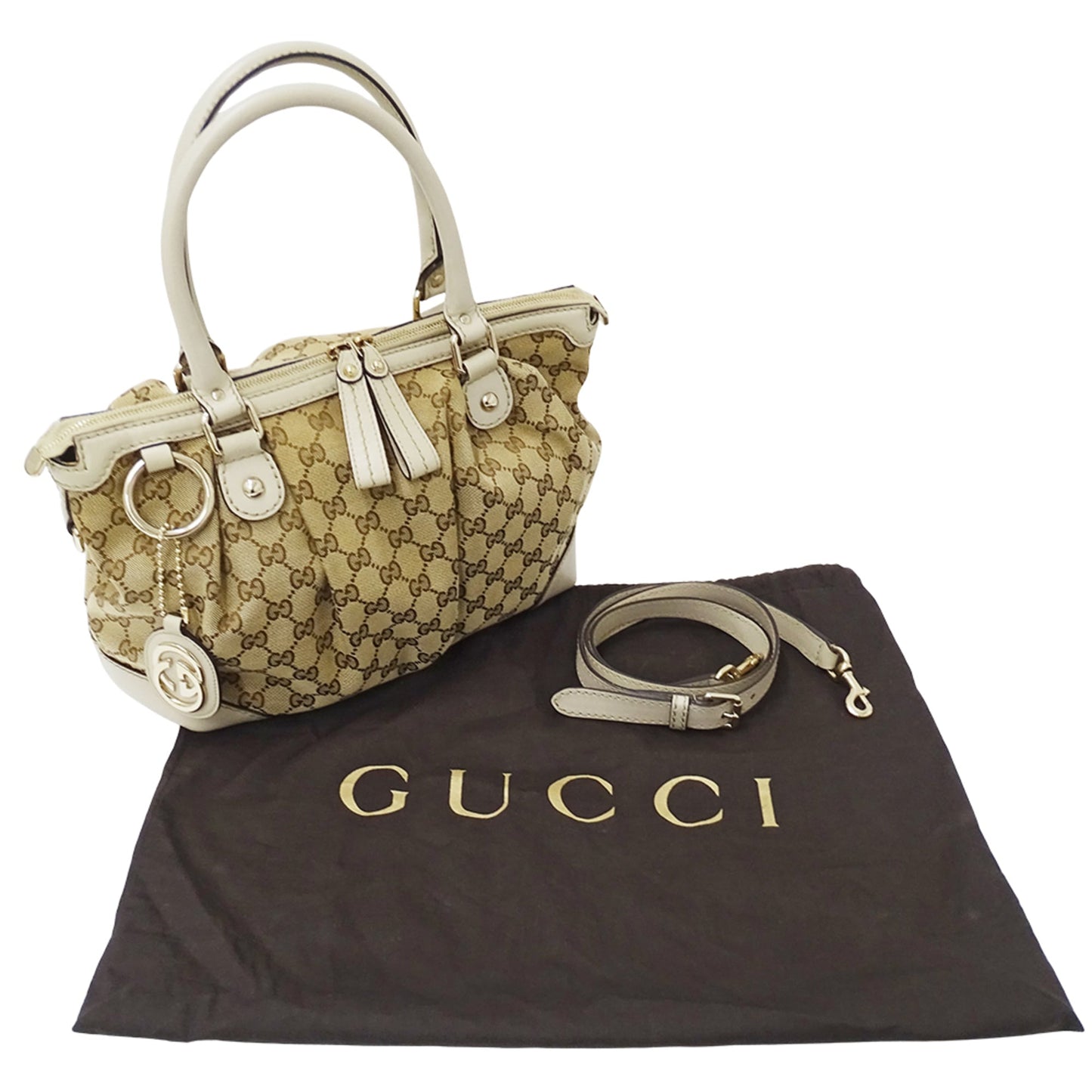 Gucci Gg Canvas Beige Brown Gg Canvas Handbag Shoulder Bag ( )
