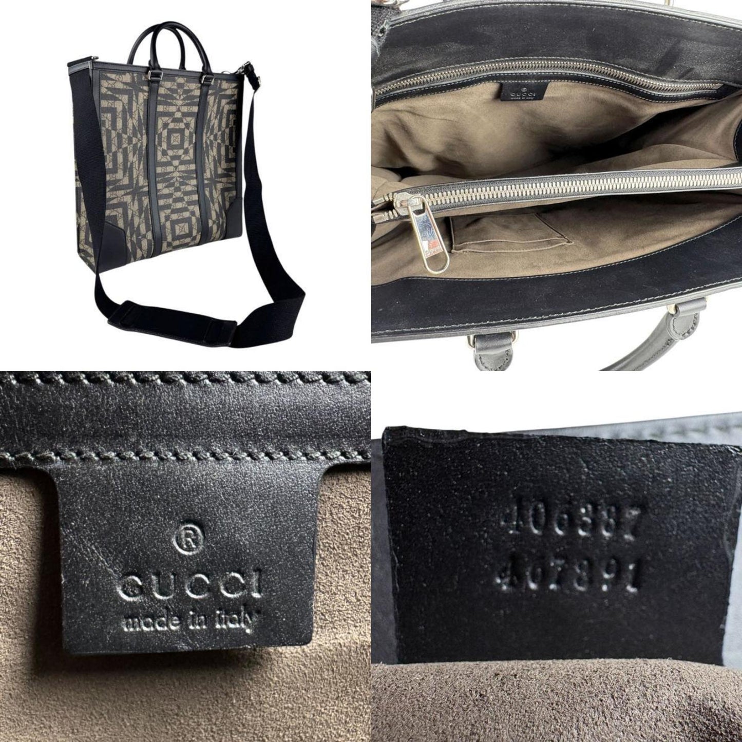 Gucci Beige Black Gg Supreme Canvas Handbag Shoulder Bag ( )