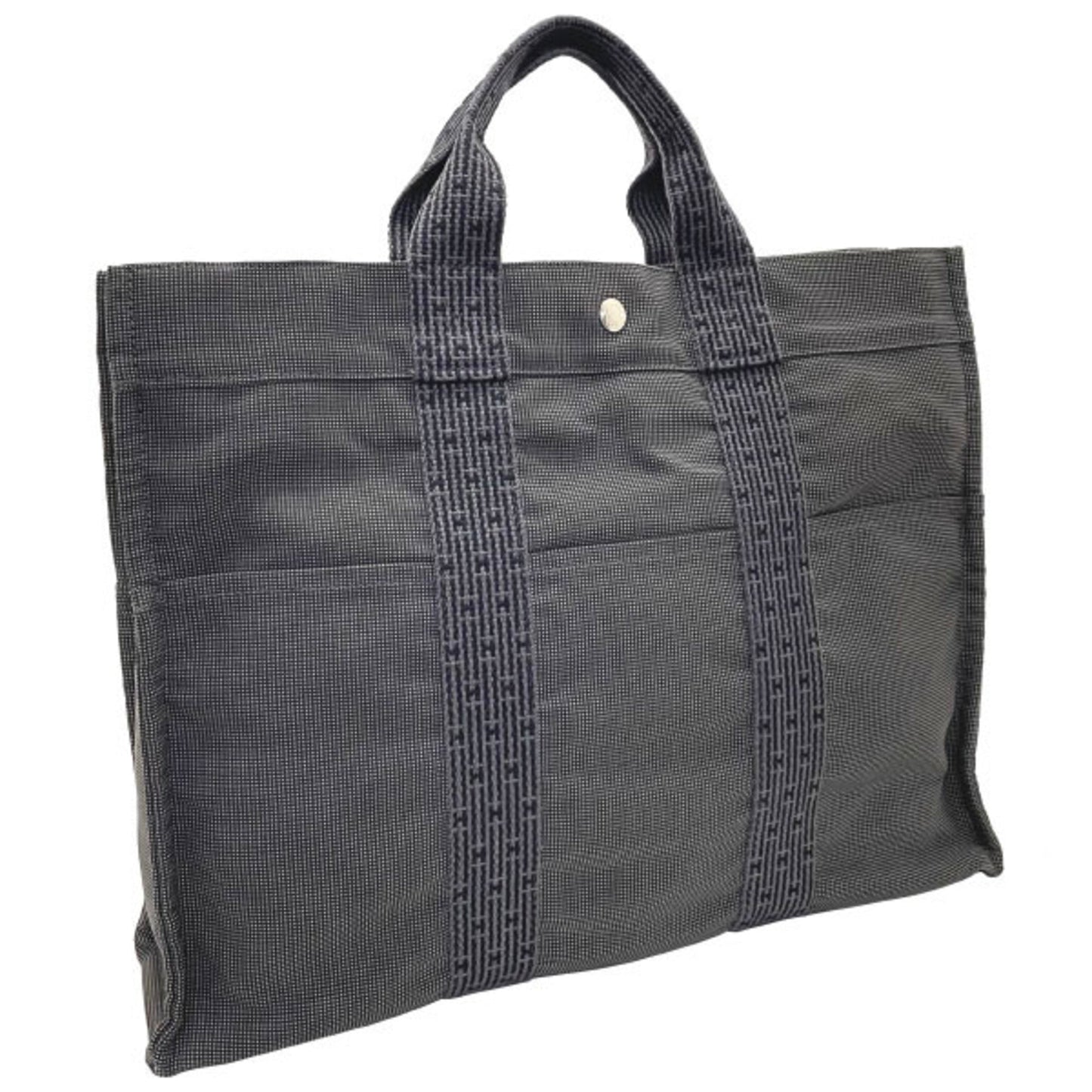 Hermes Her Line Gray Nylon Canvas Tote Bag ( )