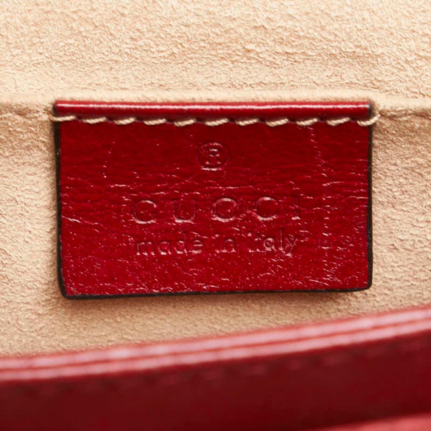 Gucci Navy Red Color Leather Suede Shoulder Bag ( )