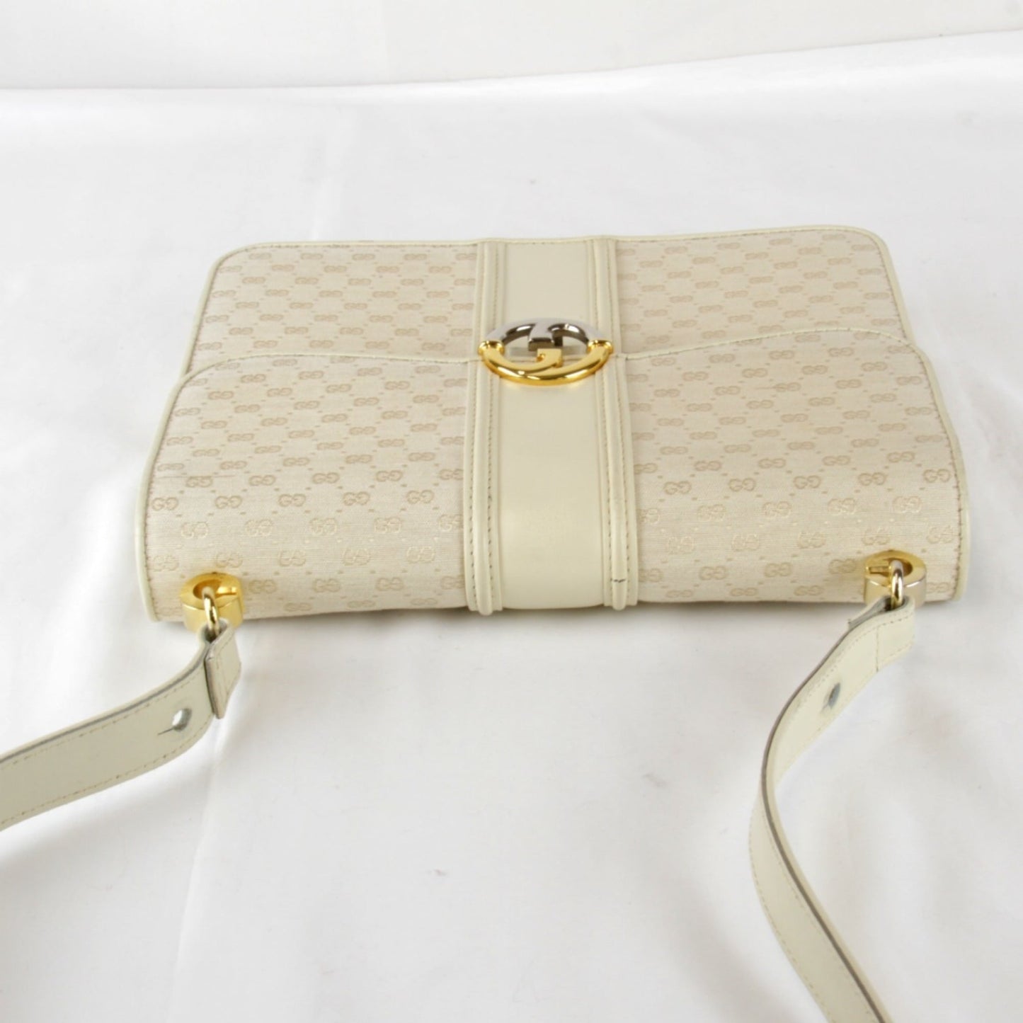 Gucci Microguccissima White Canvas Leather Shoulder Bag ( )