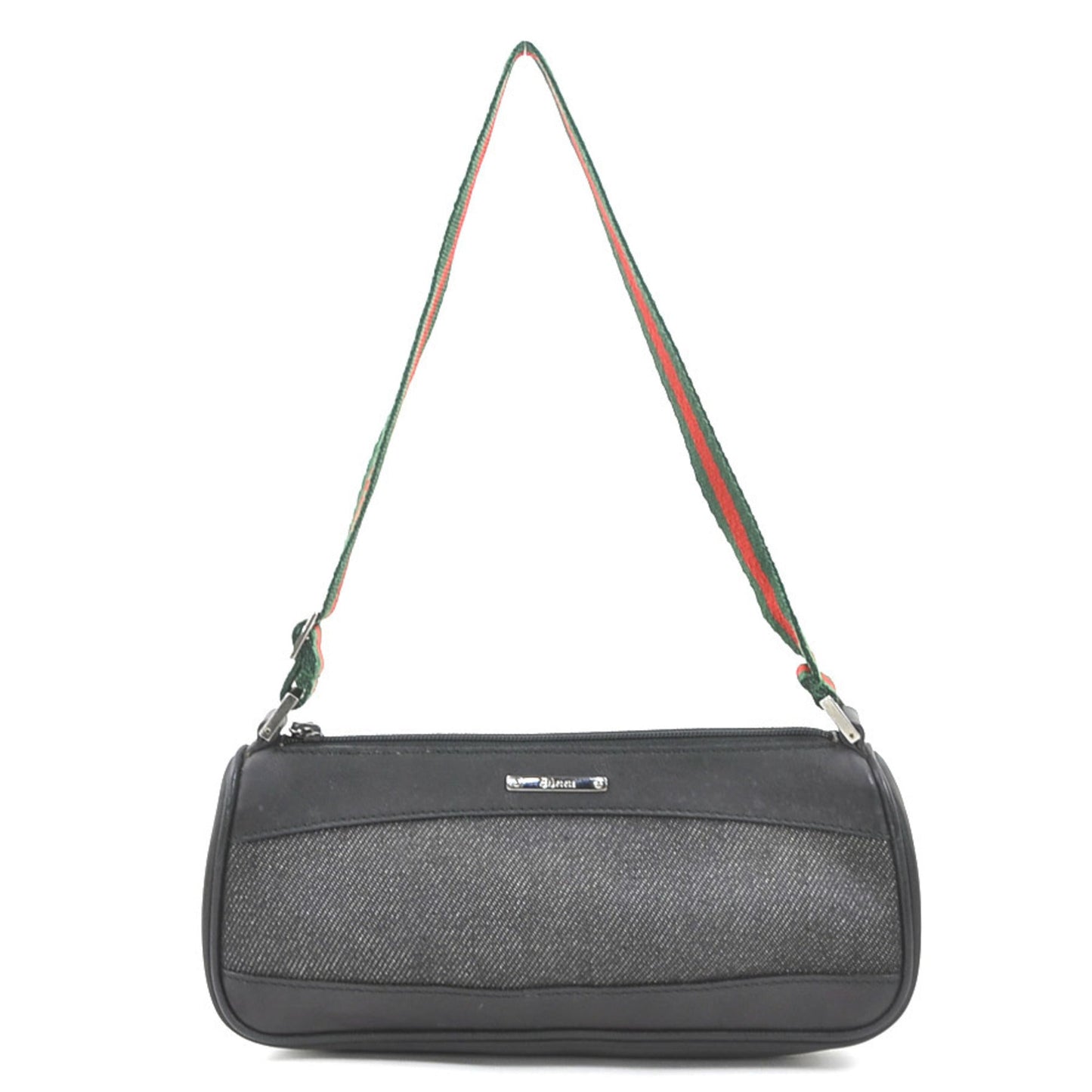 Gucci Black Leather Canvas Handbag ( )