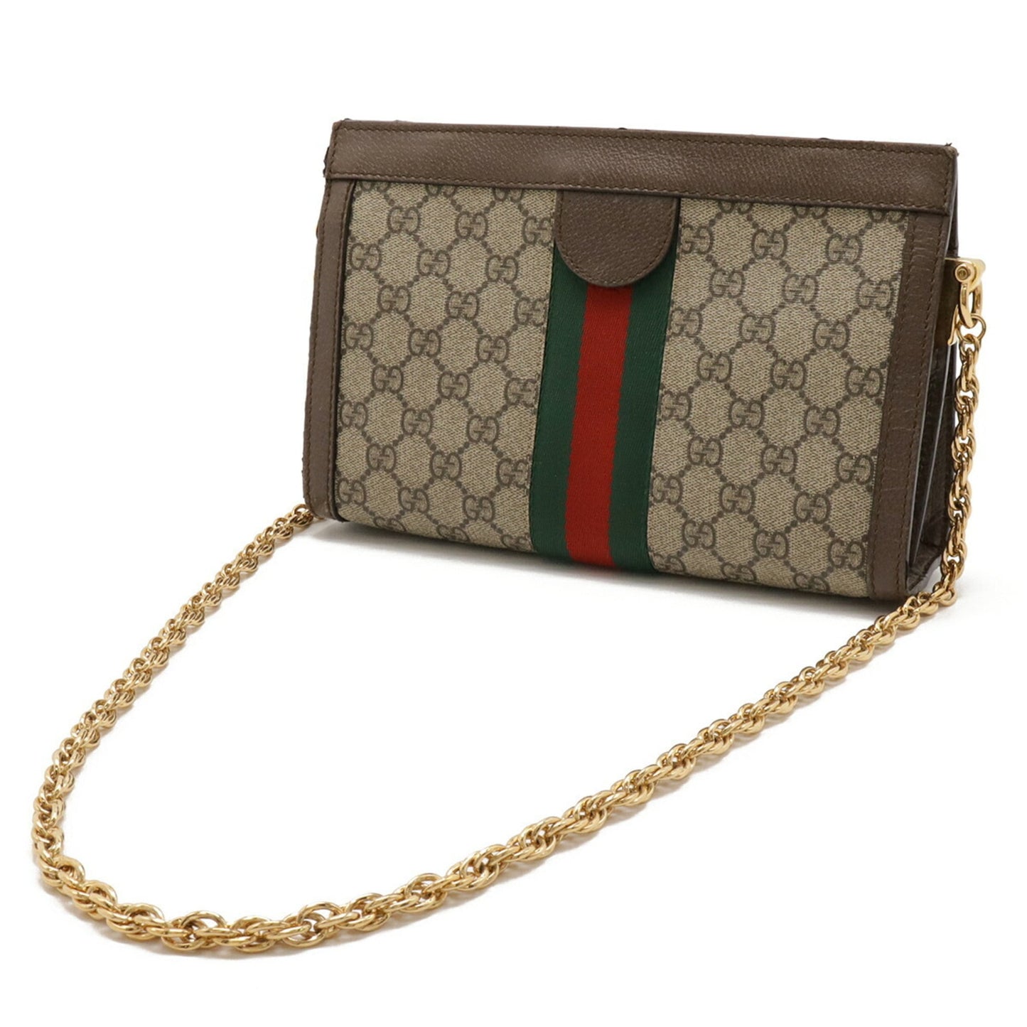 Gucci Beige Brown Green Red Color Gg Supreme Canvas Pvc Coated Canvas Leather Shoulder Bag ( )
