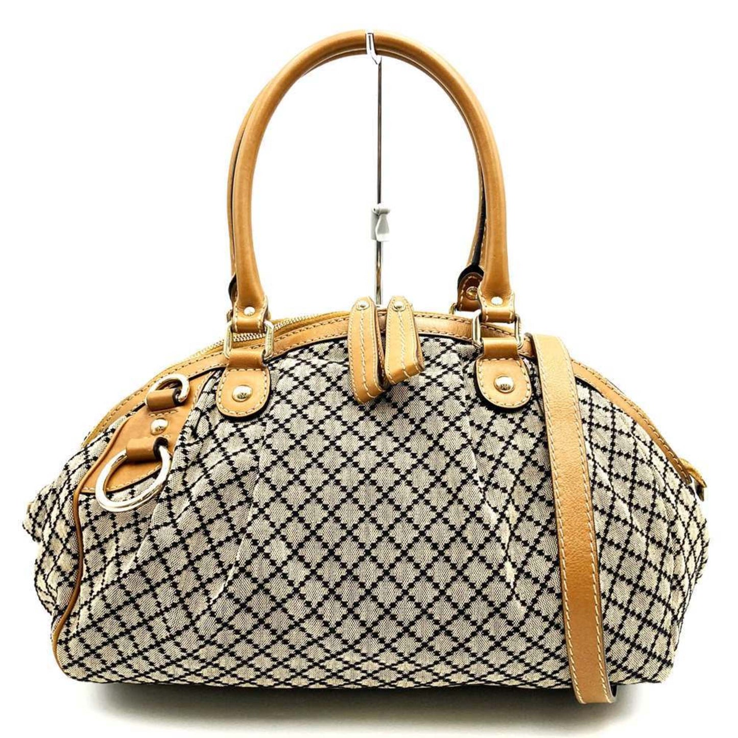 Gucci Brown Canvas Leather Handbag ( )