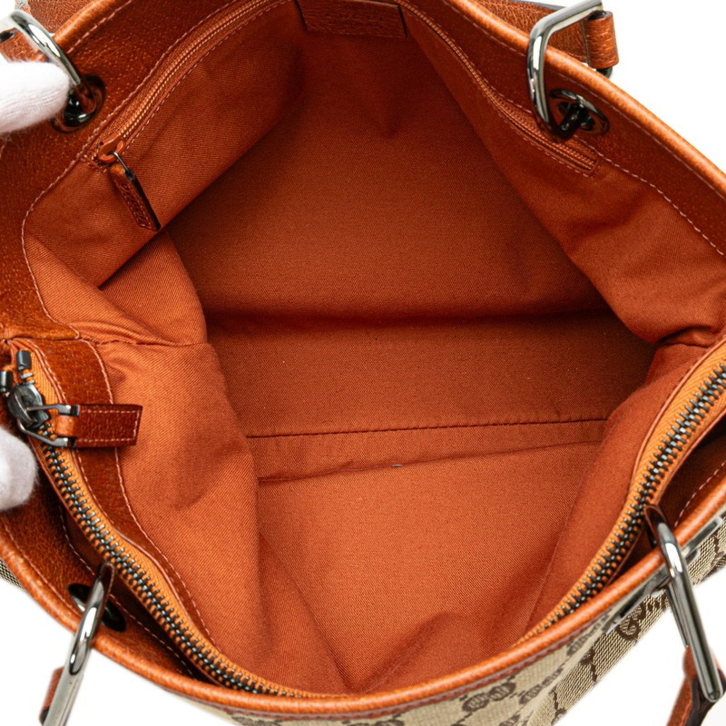 Gucci Beige Brown Canvas Leather Shoulder Bag Tote Bag ( )