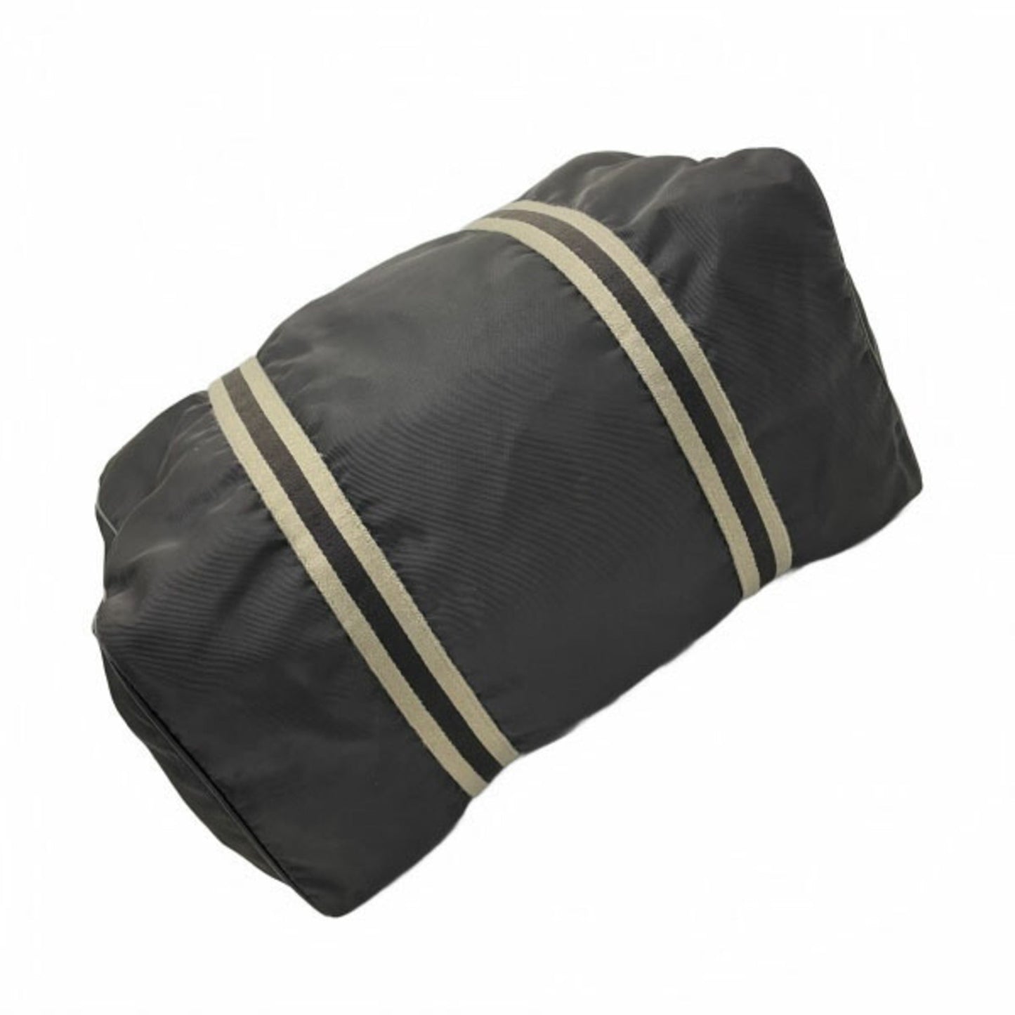 Gucci Beige Dark Brown Nylon Leather Boston Bag ( )