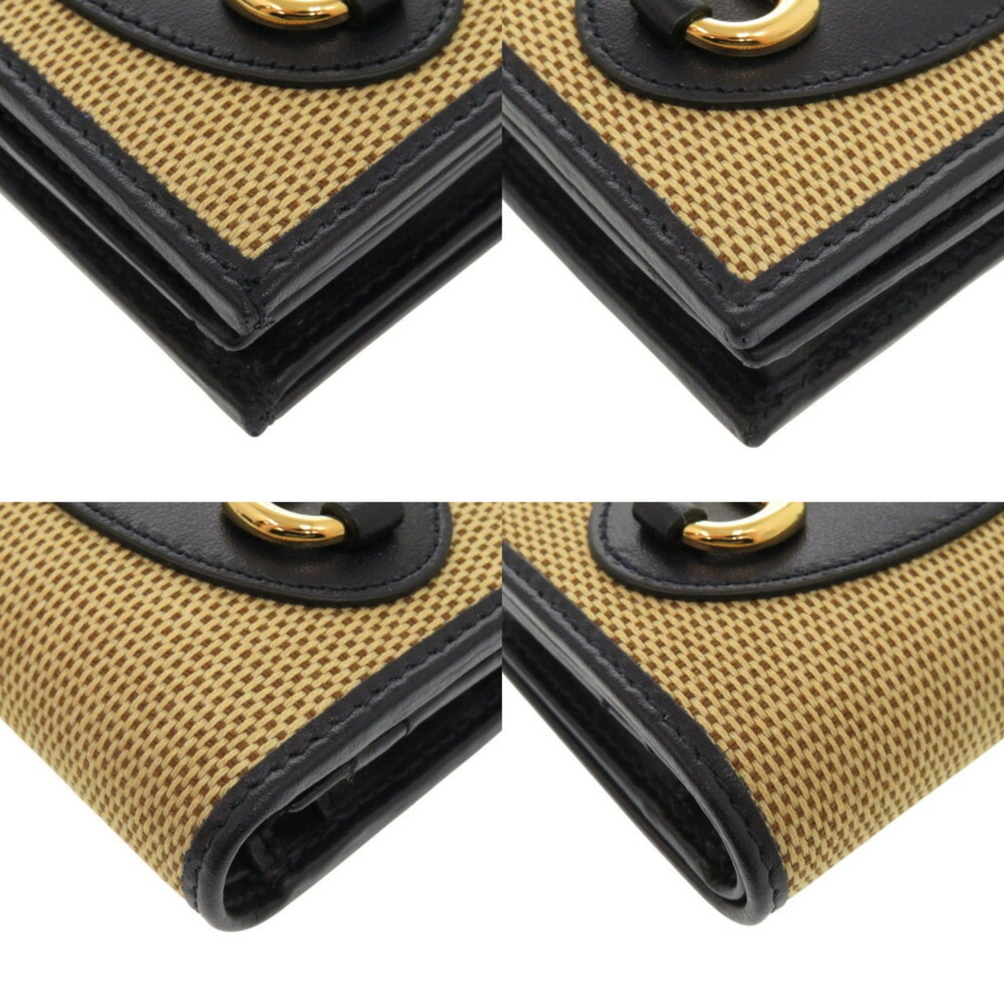 Gucci Beige Navy Canvas Leather Wallet (Bi-Fold) ( )