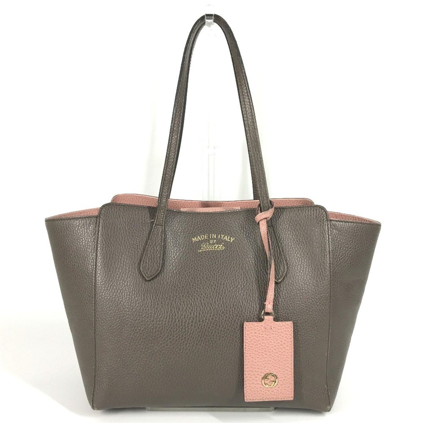 Gucci Gray Pink Leather Shoulder Bag Tote Bag ( )