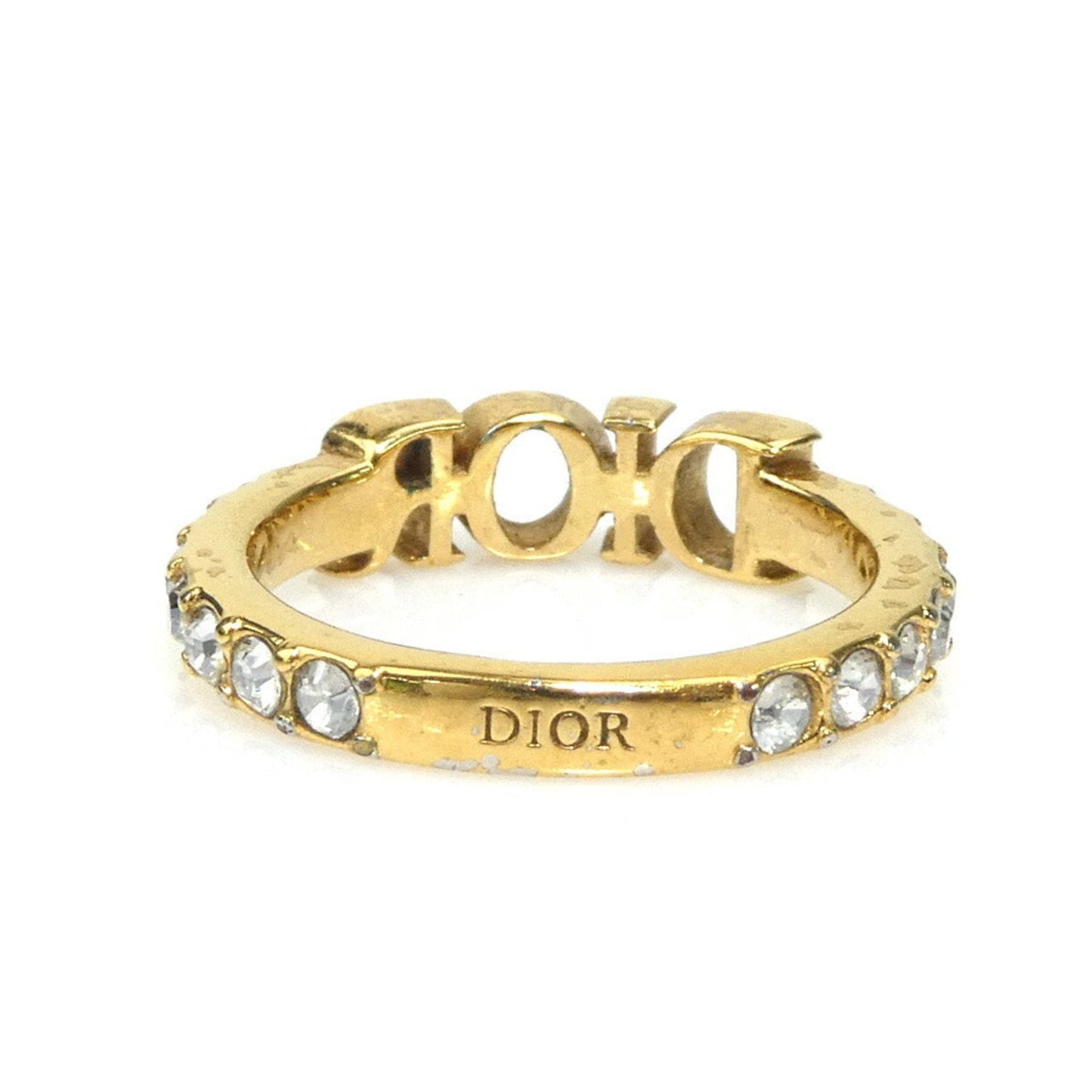 Christian Dior Gold Silver Metal Rhinestone Band Ring ()