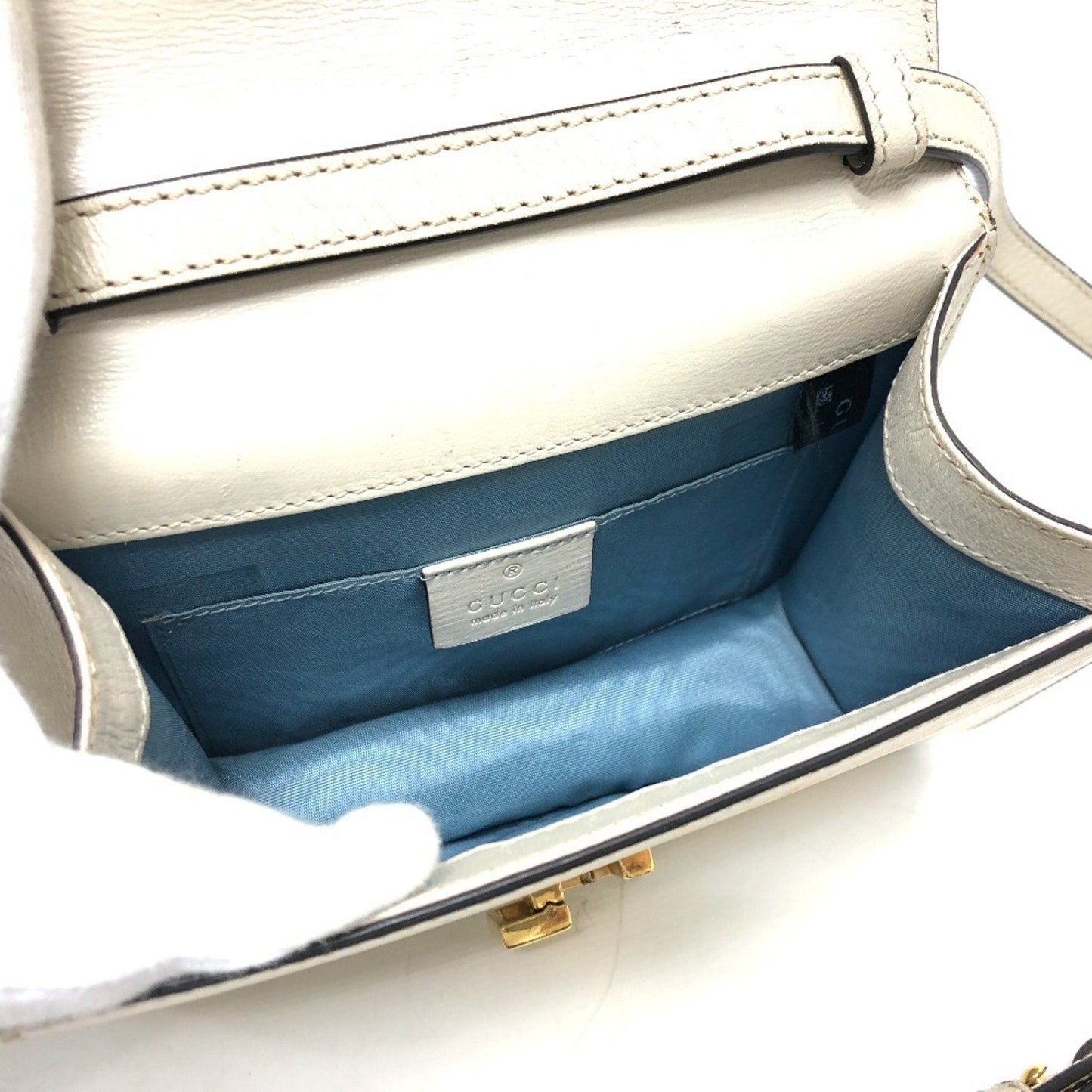 Gucci Blue White Leather Handbag Shoulder Bag ( )