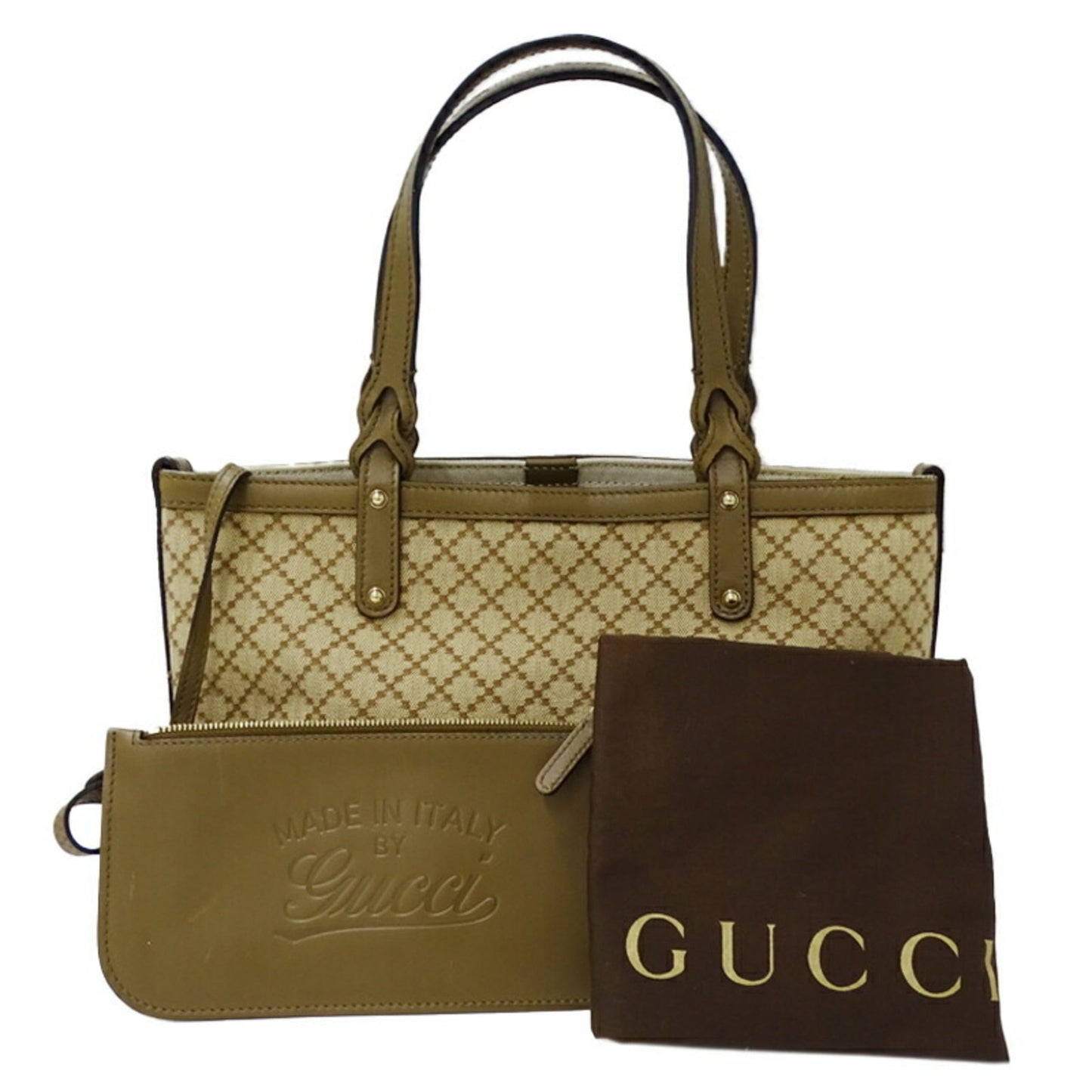 Gucci Diamante Beige Khaki Canvas Tote Bag ( )