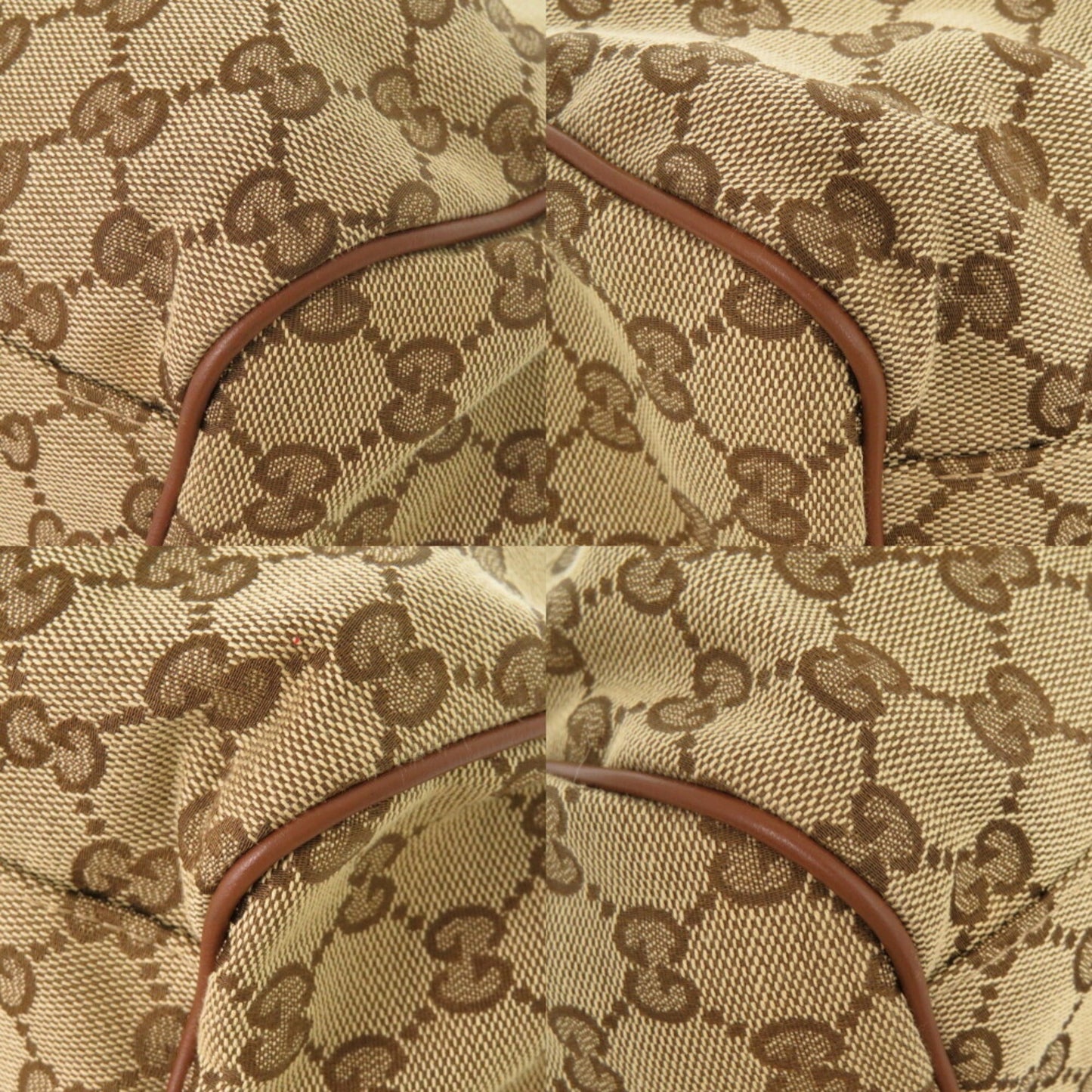 Gucci Beige Brown Gg Canvas Leather Handbag ( )