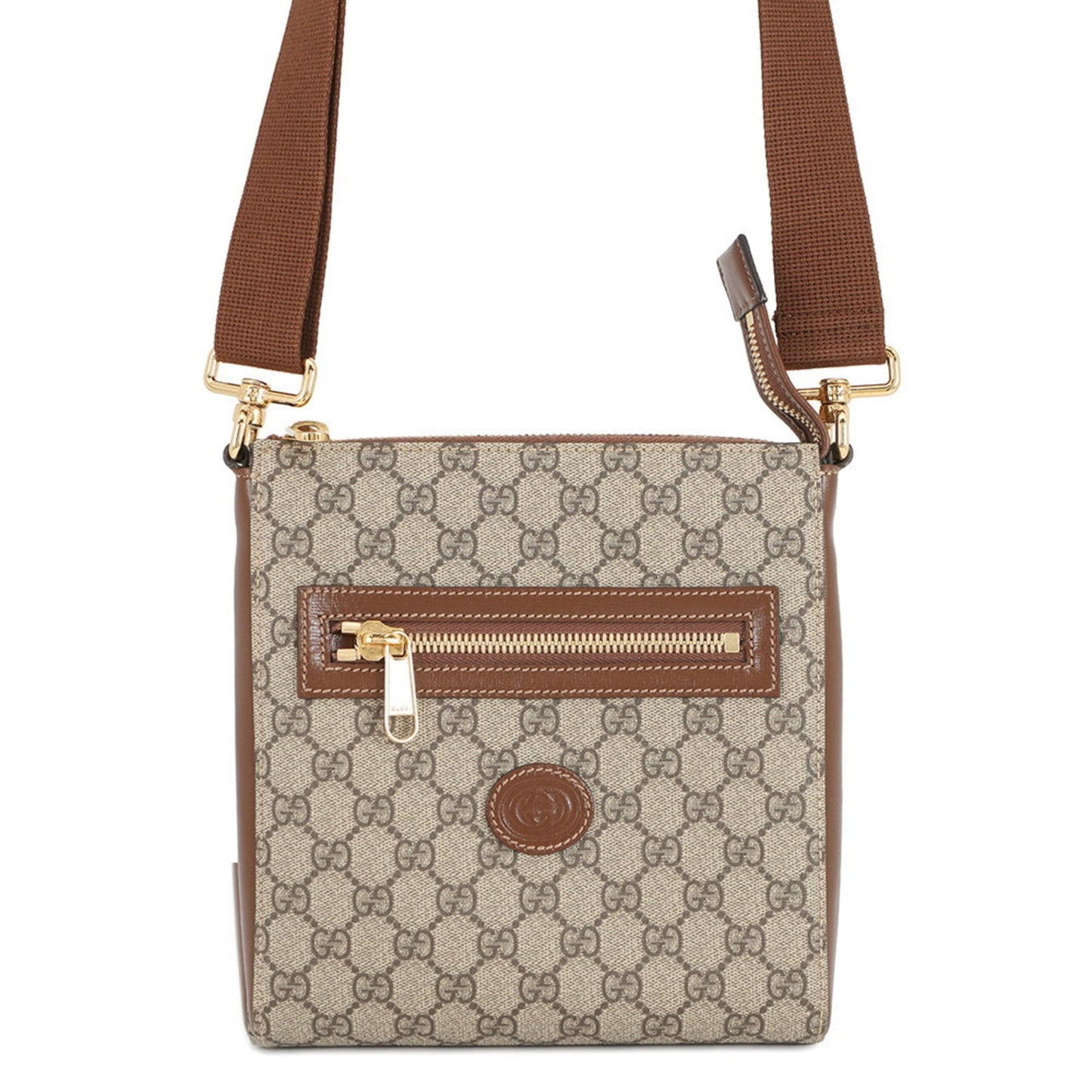 Gucci Beige Brown Gg Supreme Leather Messenger Bag Shoulder Bag ( )