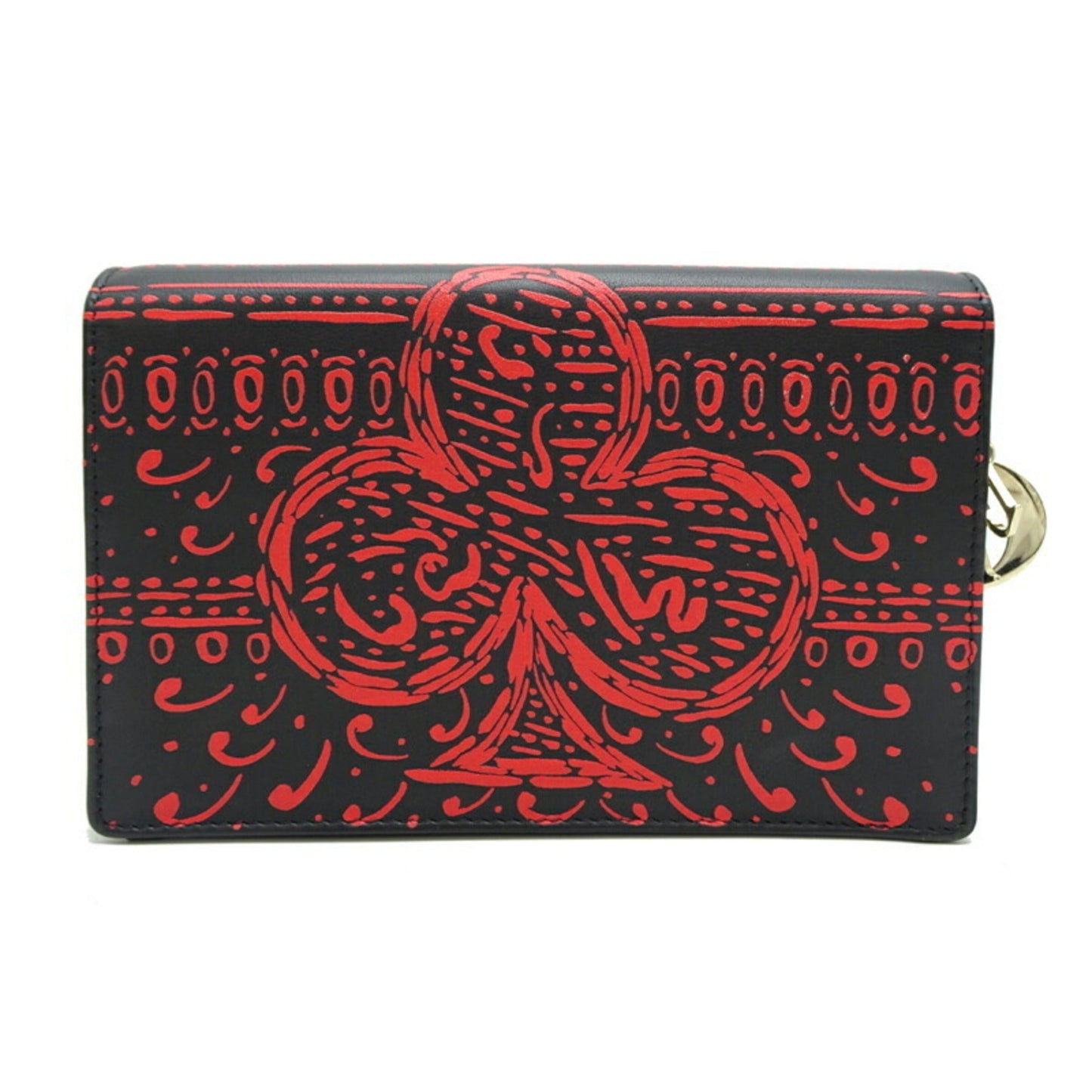 Christian Dior Black Red Color Leather Chain/Shoulder Wallet ()