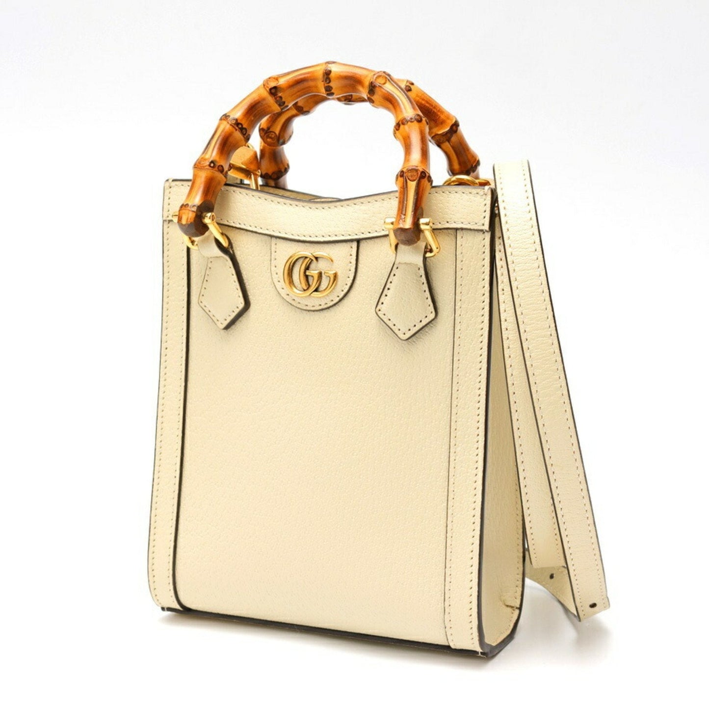 Gucci White Leather Shoulder Bag Tote Bag ( )