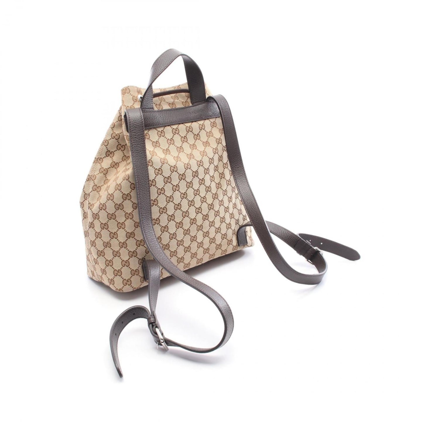 Gucci Beige Brown Gg Canvas Leather Backpack ( )
