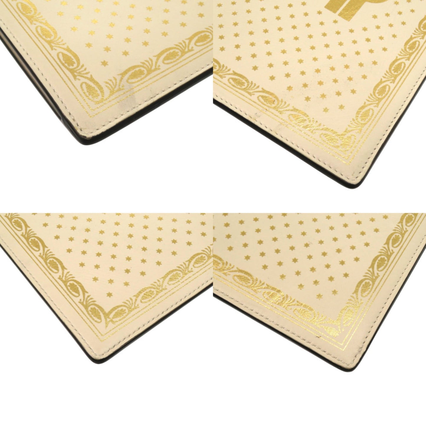 Gucci Gold Ivory Leather Clutch Bag ( )