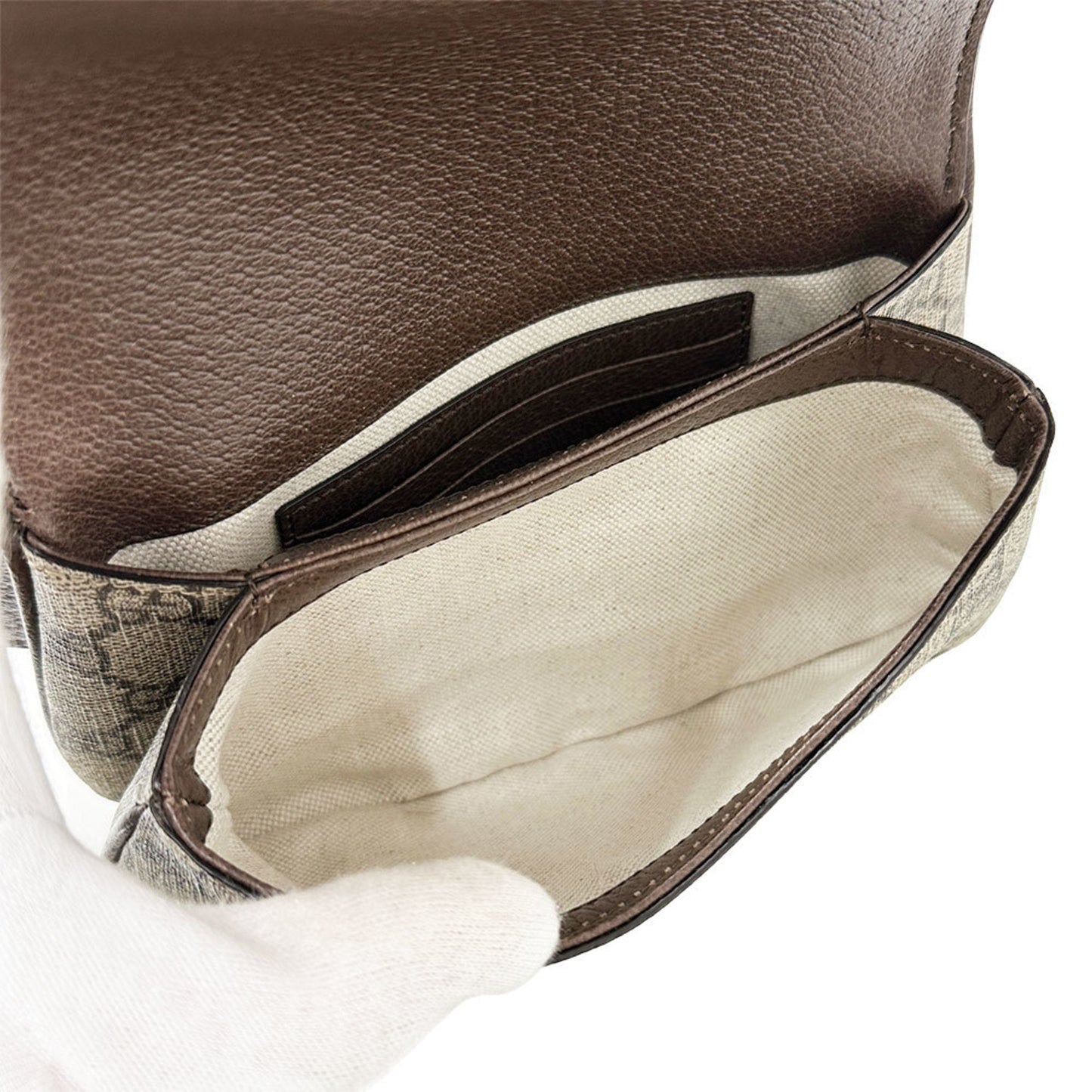 Gucci Beige Brown Gg Supreme Canvas Sling Bag ( )