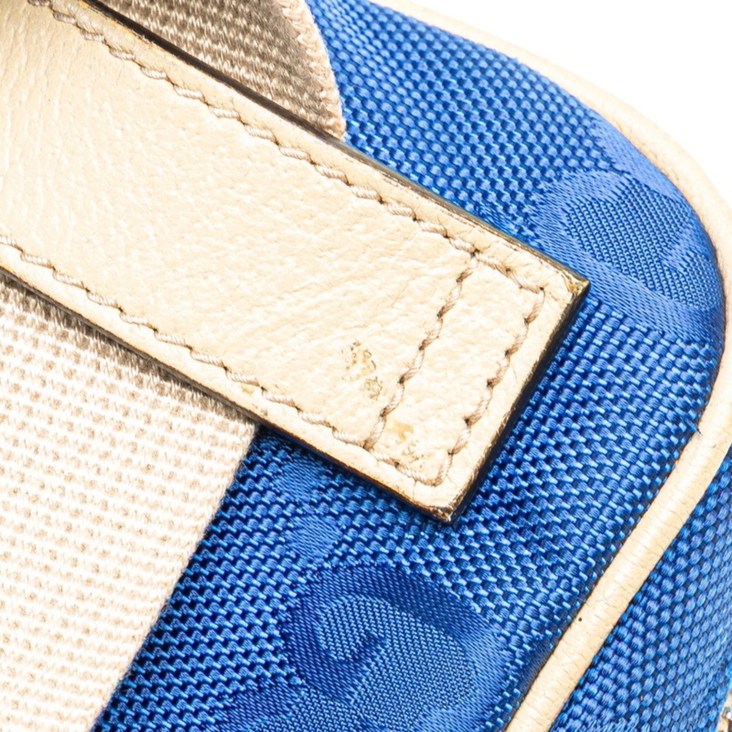 Gucci Beige Blue Nylon Leather Sling Bag ( )