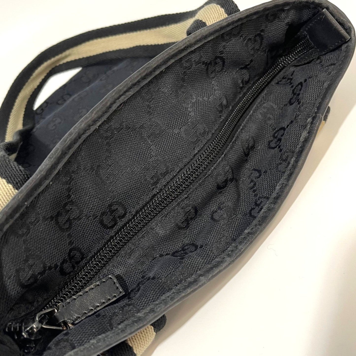 Gucci Black Gg Canvas Leather Tote Bag ( )