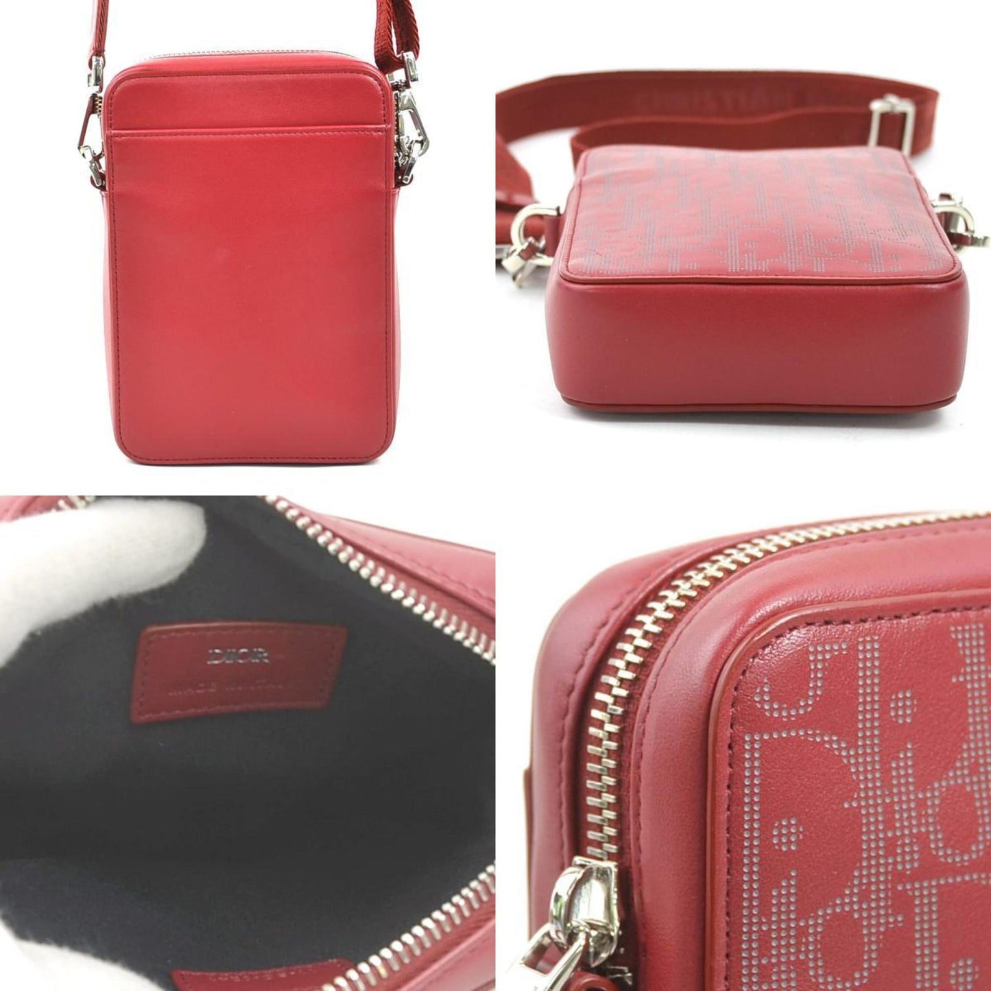 Christian Dior Red Color Leather Shoulder Bag ()
