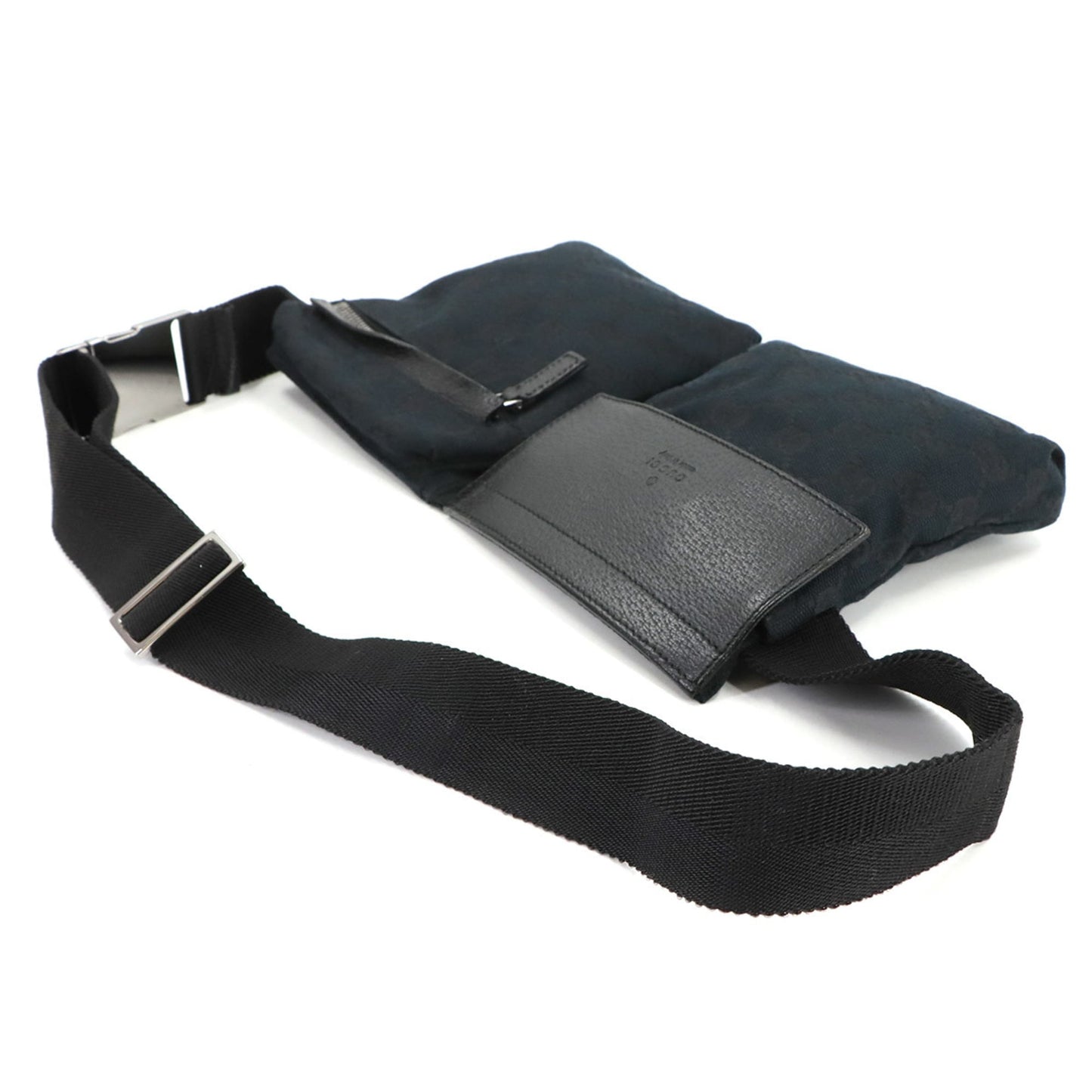 Gucci Black Gg Canvas Leather Fanny Pack ( )