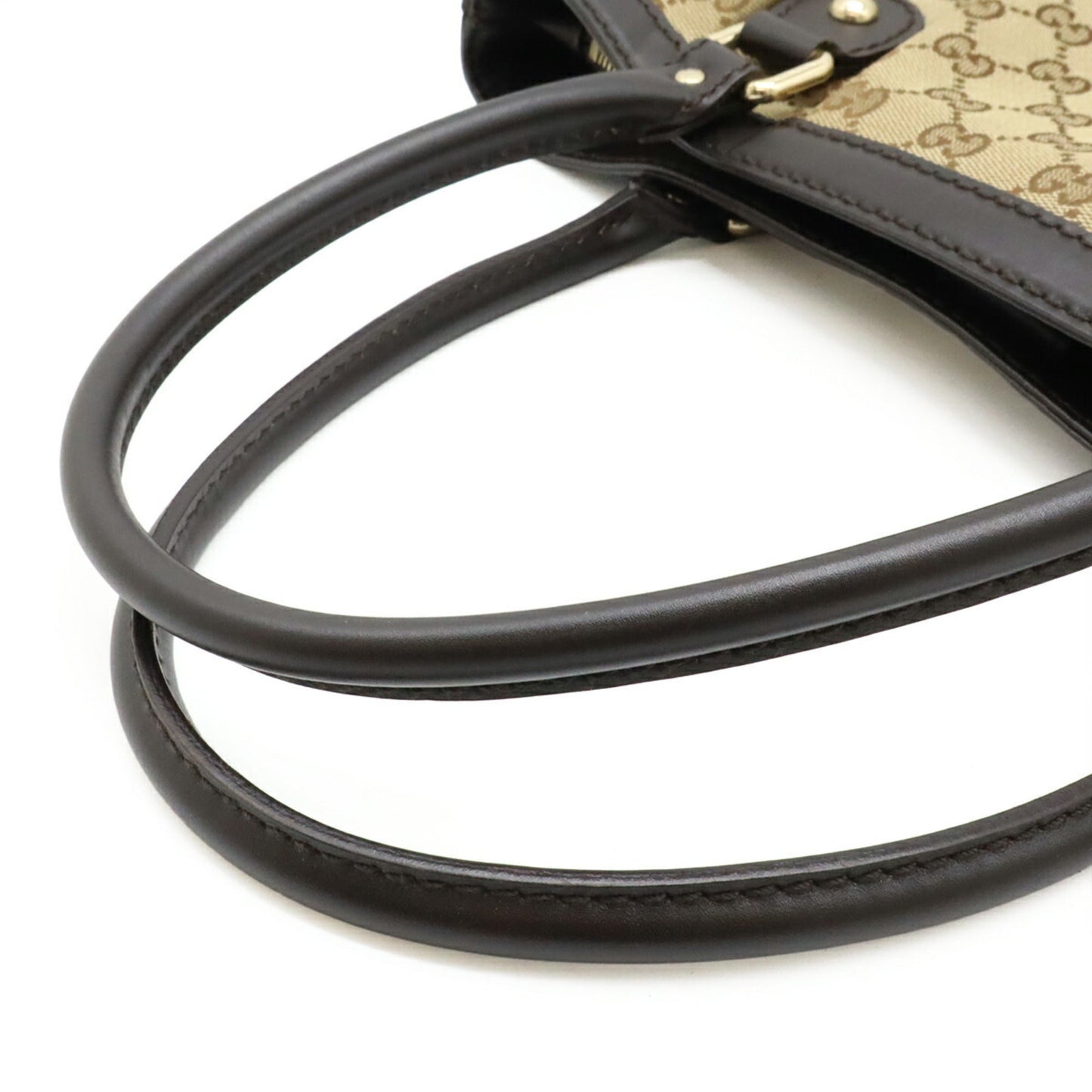 Gucci Gg Canvas Brown Khaki Gg Canvas Leather Shoulder Bag Tote Bag ( )