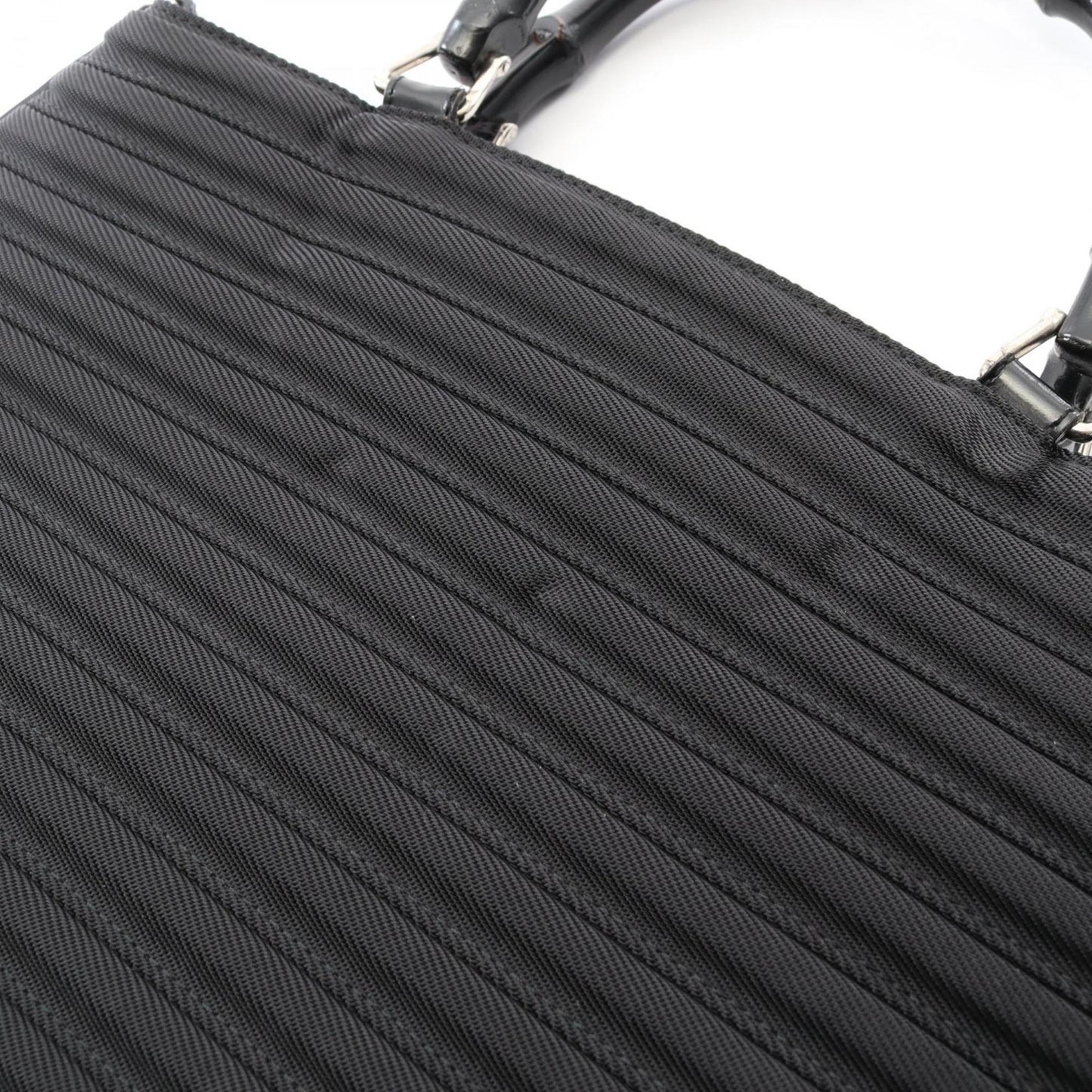 Gucci Black Leather Nylon Canvas Handbag ( )