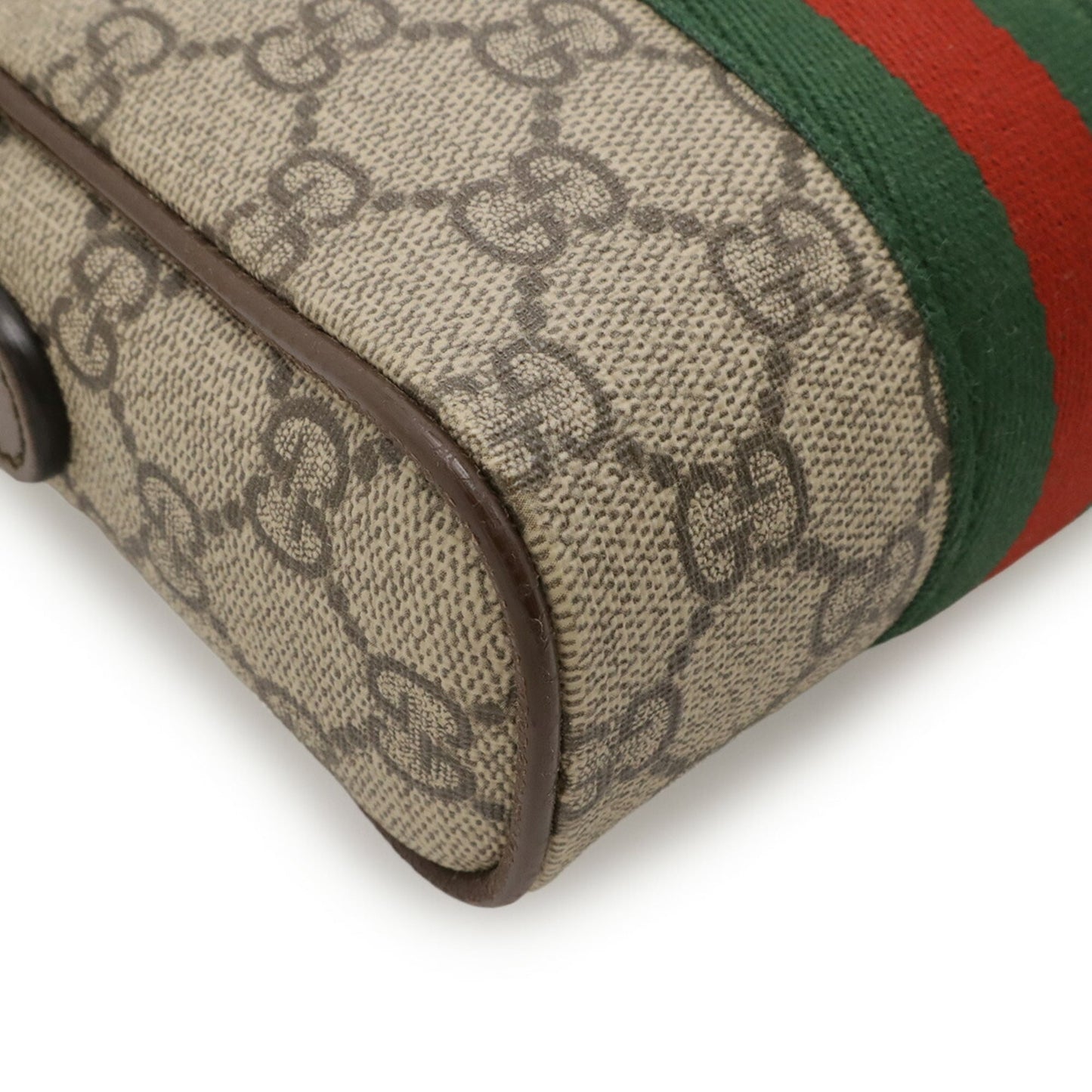 Gucci Beige Brown Green Red Color Gg Supreme Canvas Pvc Leather Pochette Shoulder Bag ( )