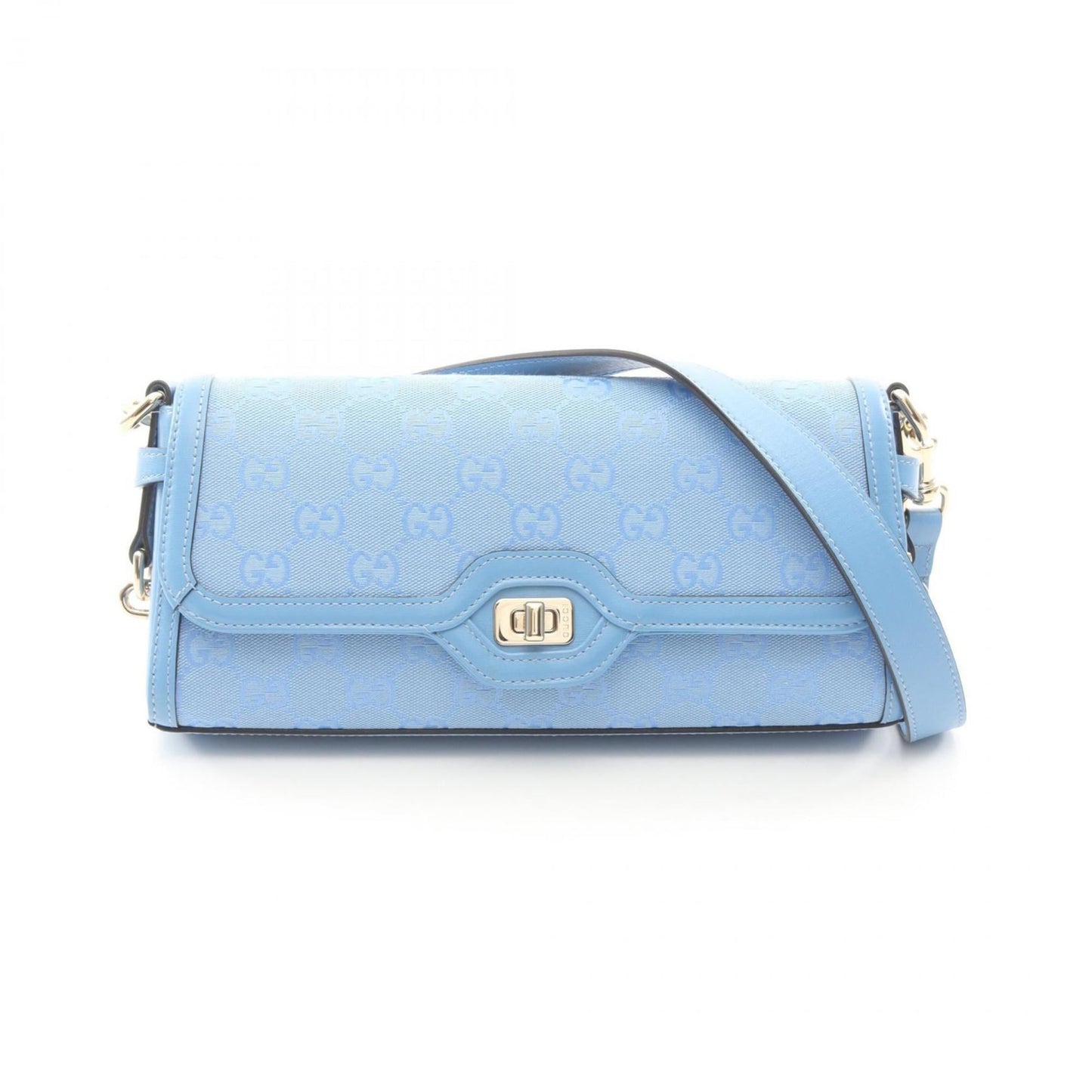 Gucci Blue Canvas Leather Shoulder Bag ( )